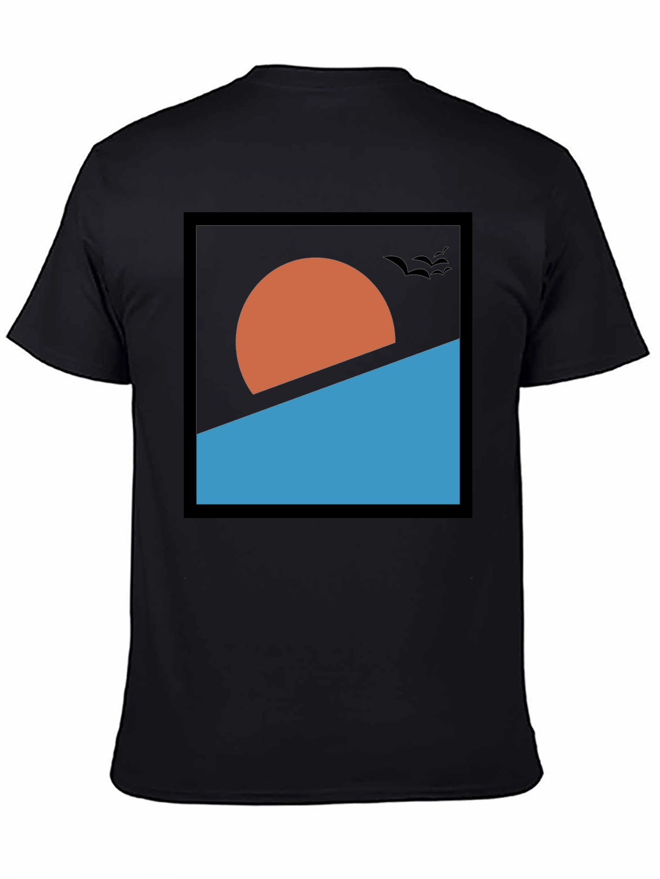 Black Abstract Sunset Graphic Tee - Modern Design view 4