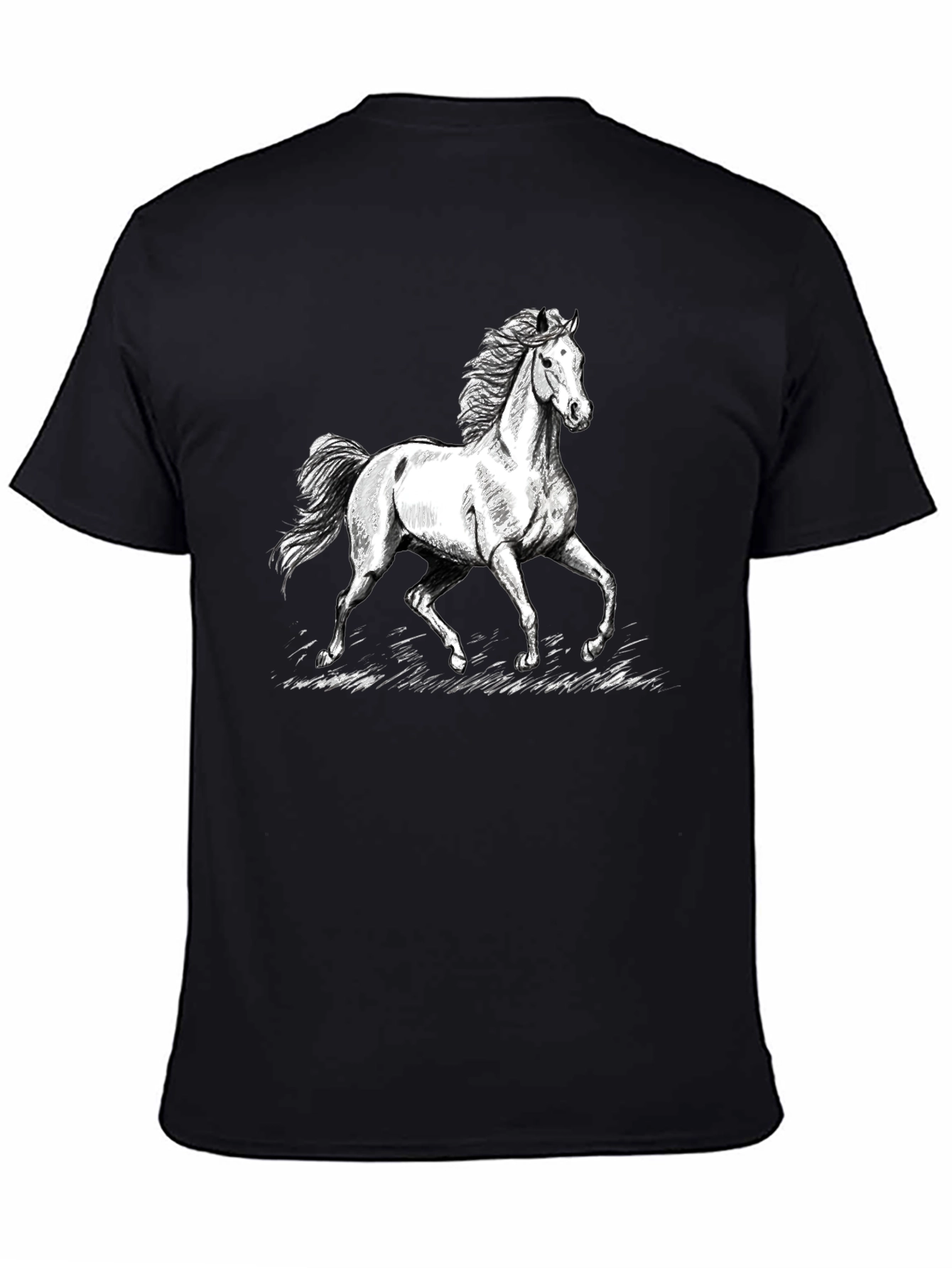 Black Horse Graphic T-Shirt - Black Cotton Tee view 4