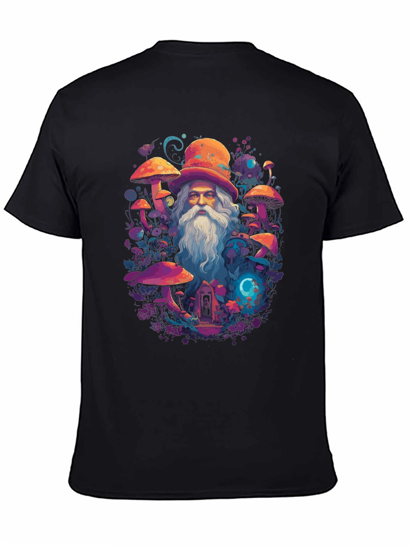 Black Wizard Mushroom Graphic Tee view 4