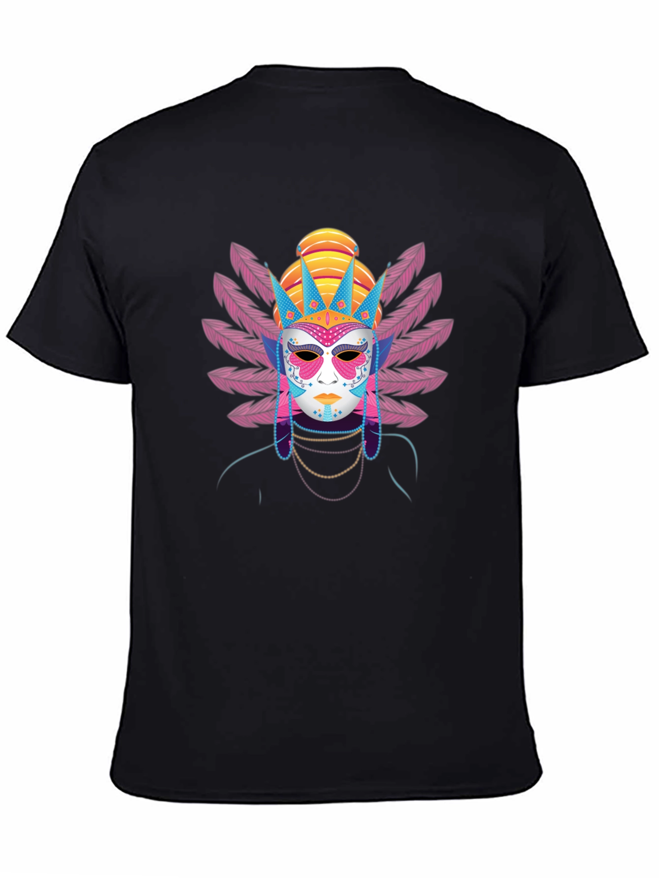 Black Masked Festival Graphic Tee - Unique Design view 4