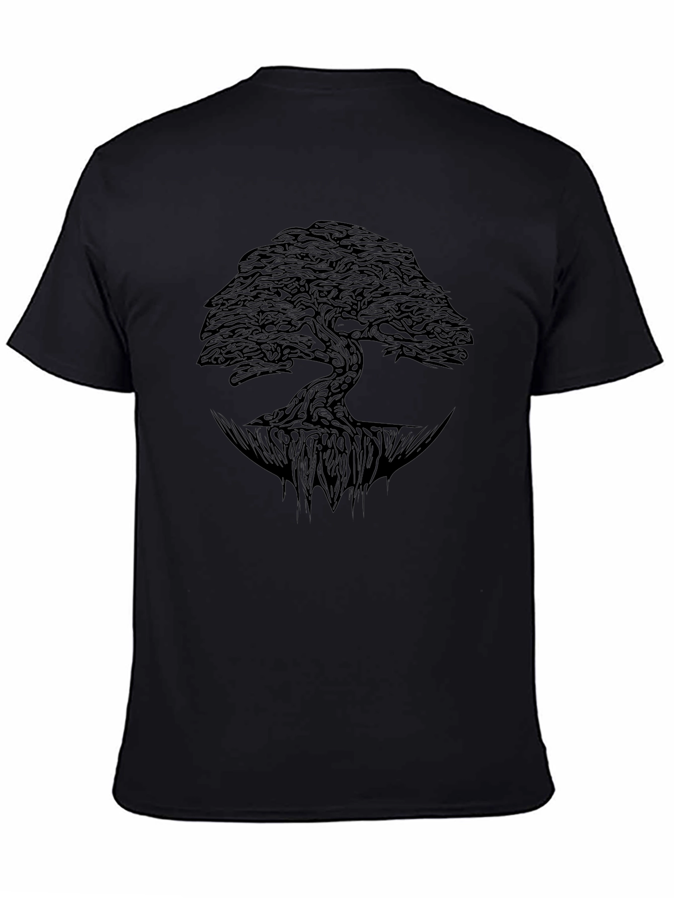 Black Black Tree of Life Graphic Print T-Shirt view 4