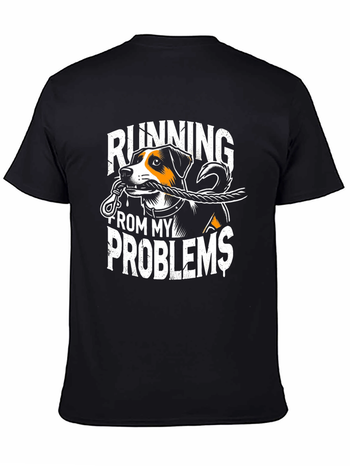 Black Running From My Problems Dog Graphic T-Shirt view 4