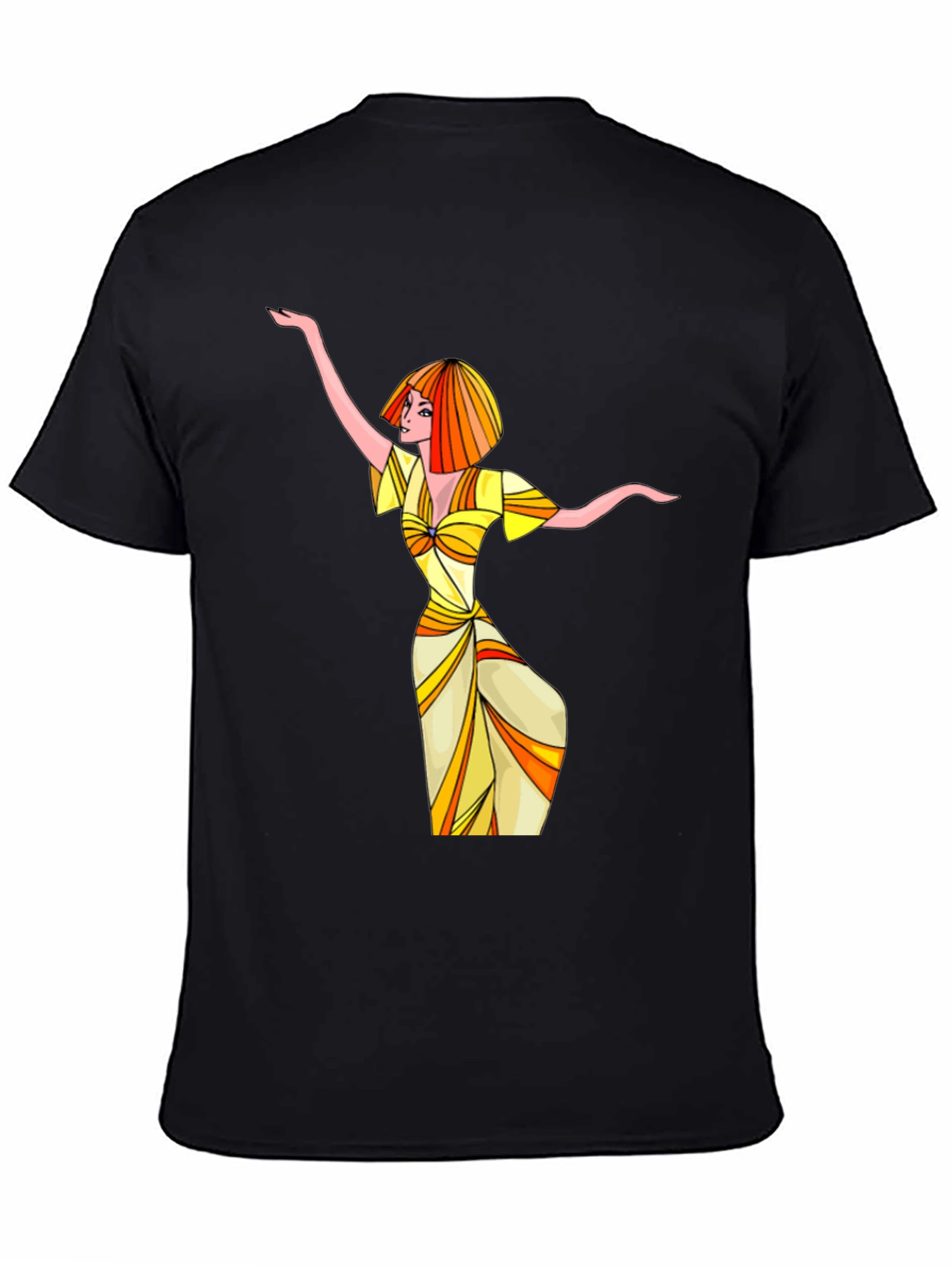 Black Groovy Retro Woman Graphic T-Shirt view 4
