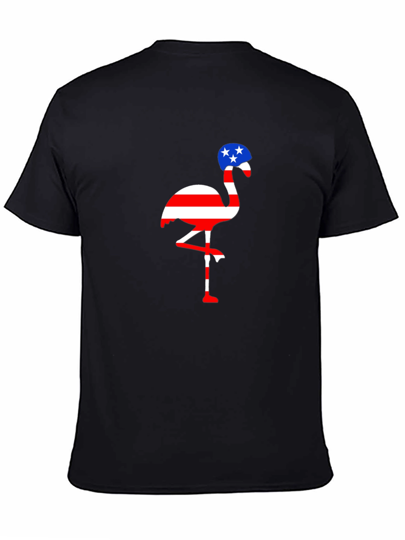 Black Patriotic Flamingo T-Shirt, American Flag Design view 4