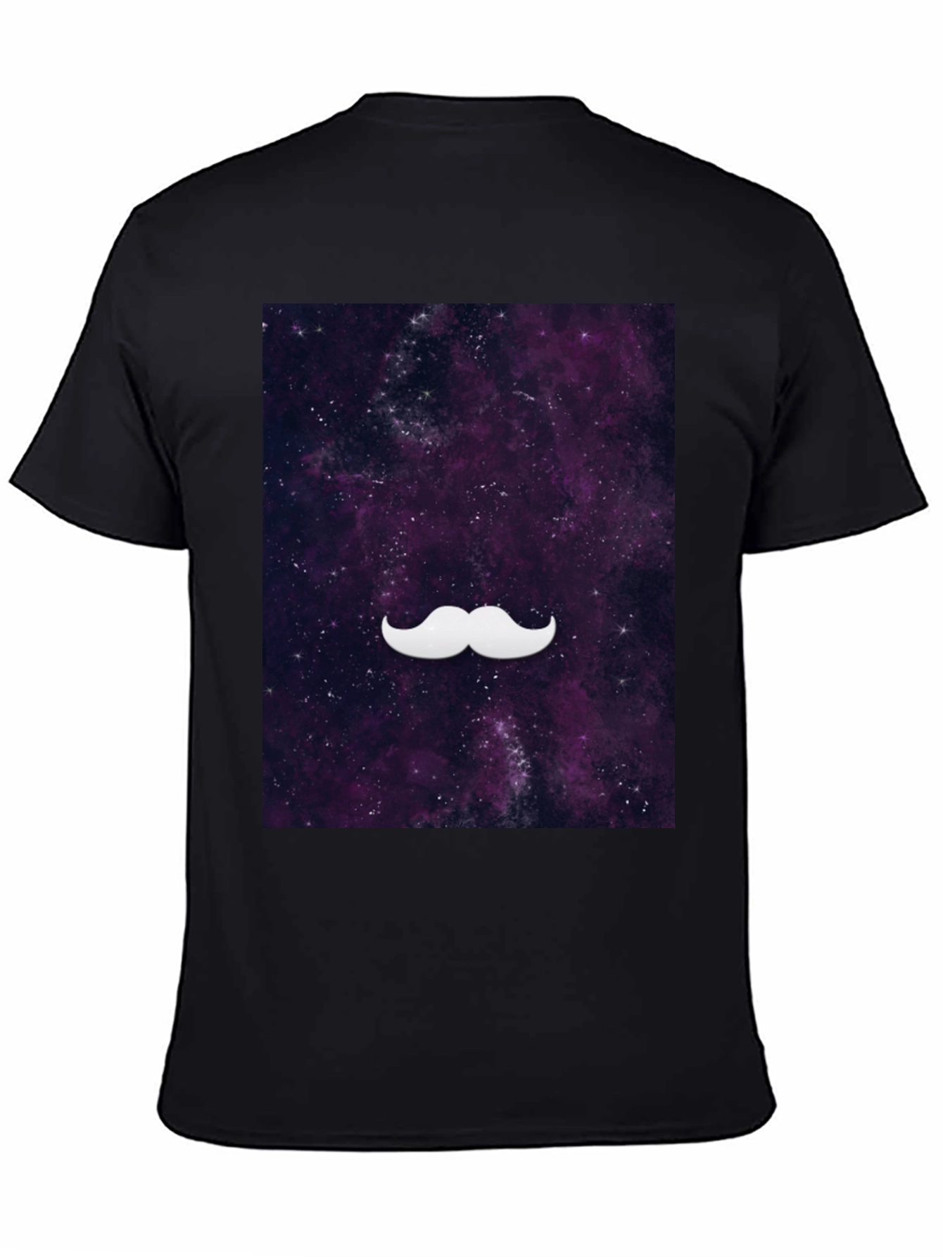 Black Galaxy Mustache Graphic Tee - Stylish Black Cotton T-Shirt view 4