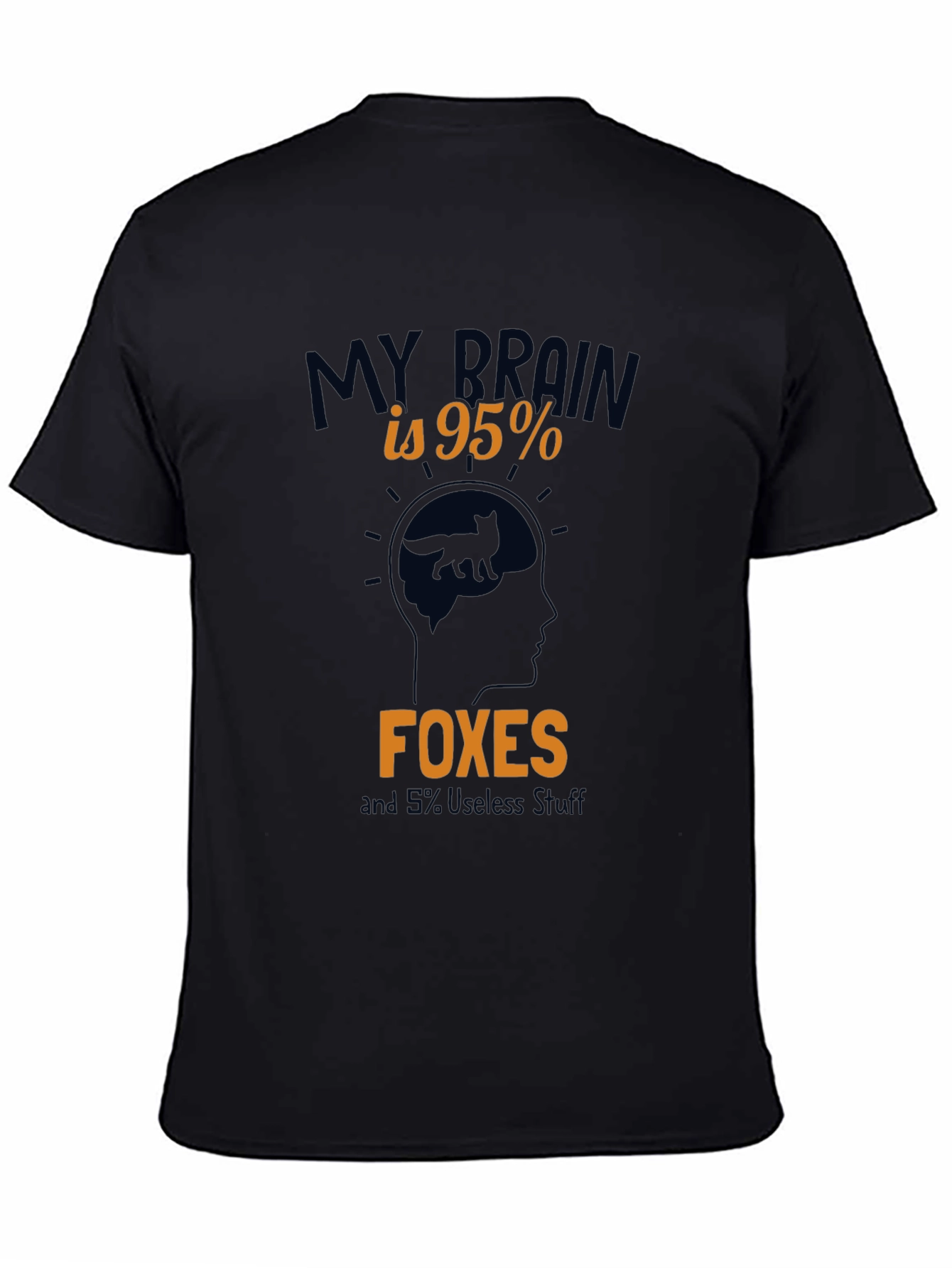 Black My Brain is 95% Foxes Funny Men's Graphic T-Shirt view 4