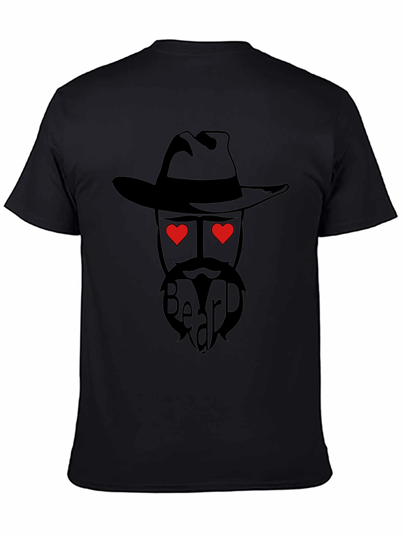 Black Beard Lover T-Shirt - Western Cowboy Style with Heart Eyes view 4