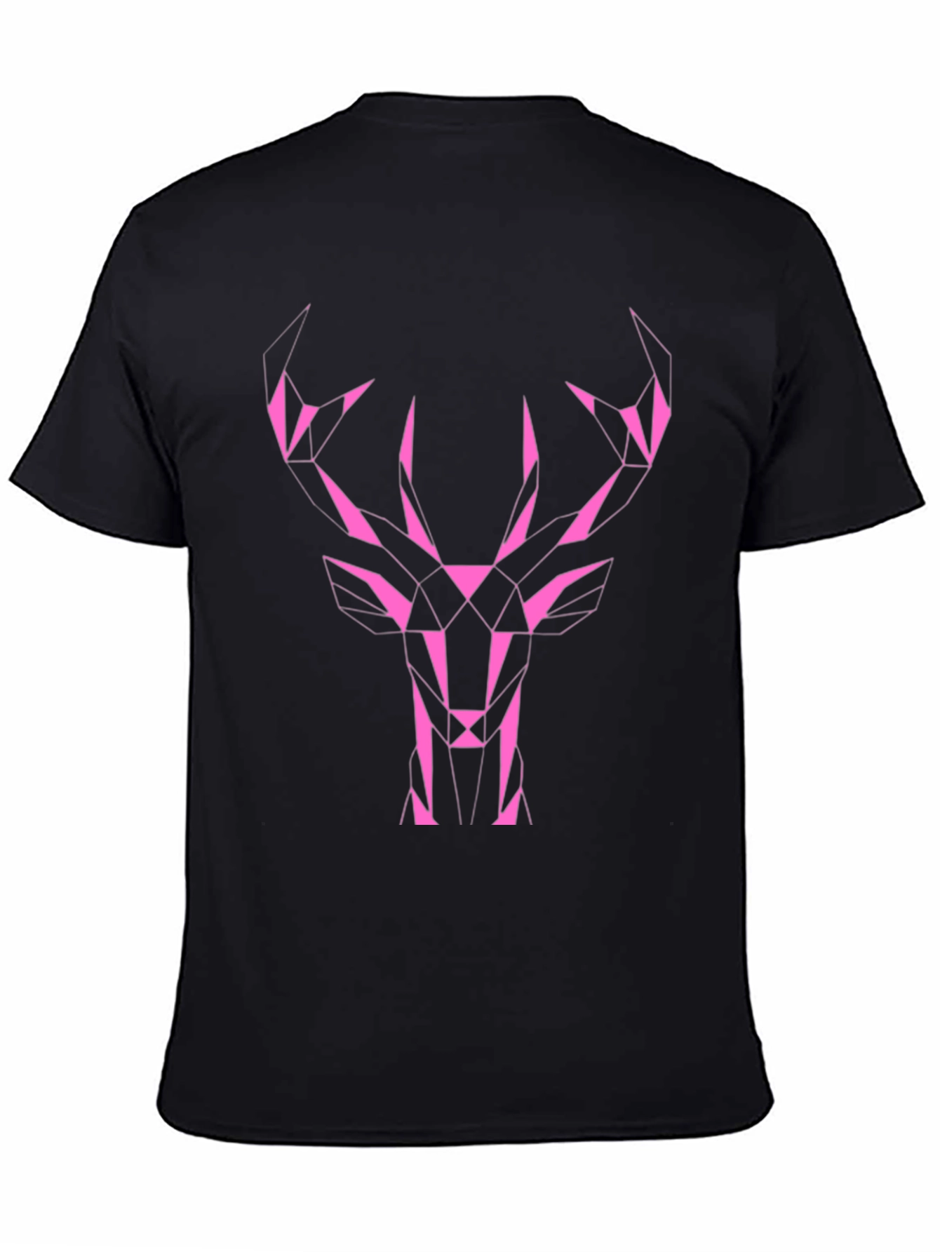 Black Geometric Deer Graphic Tee - Black Cotton view 4