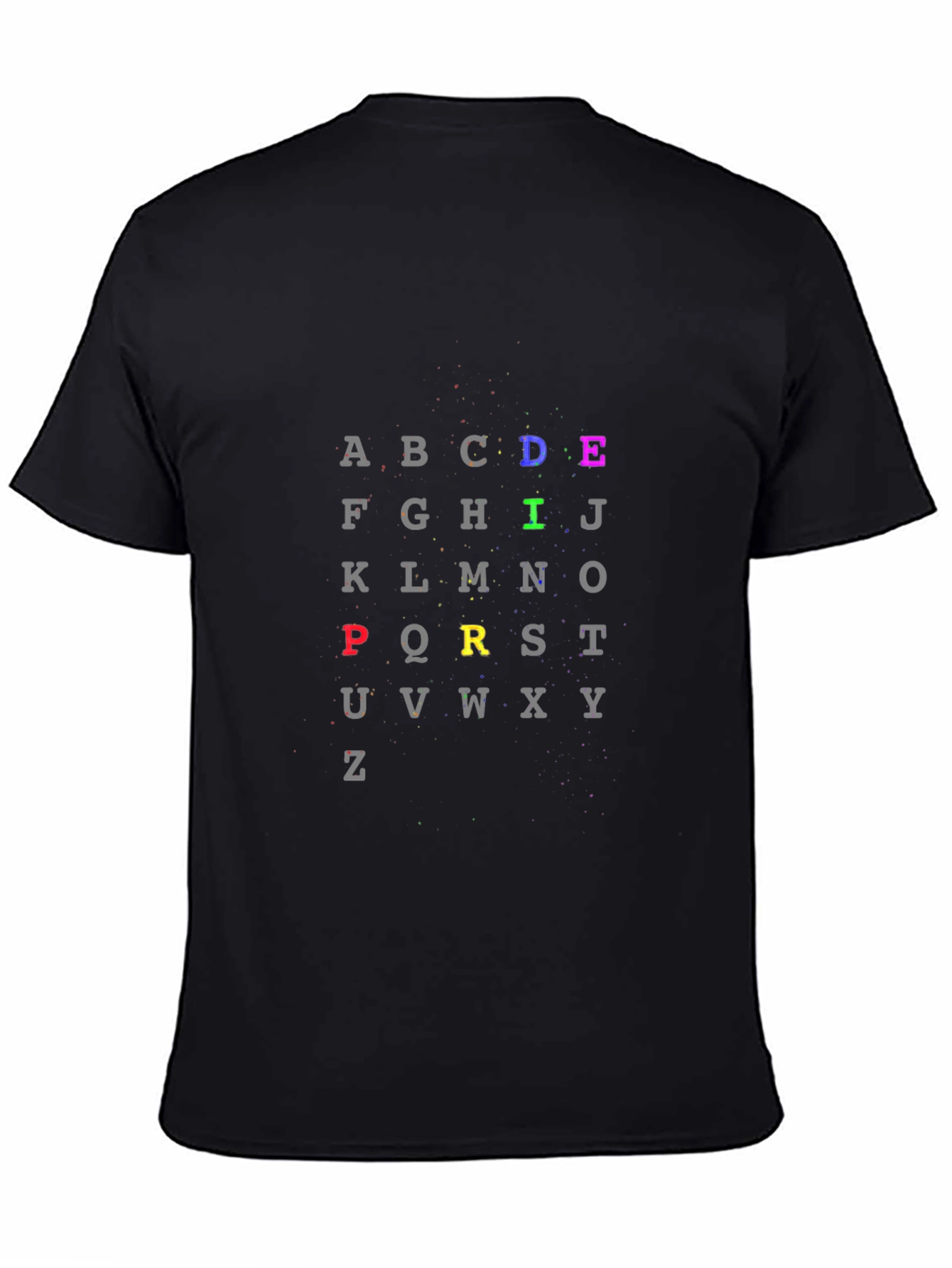 Black Alphabet Colorful T-Shirt - Casual Tee view 4