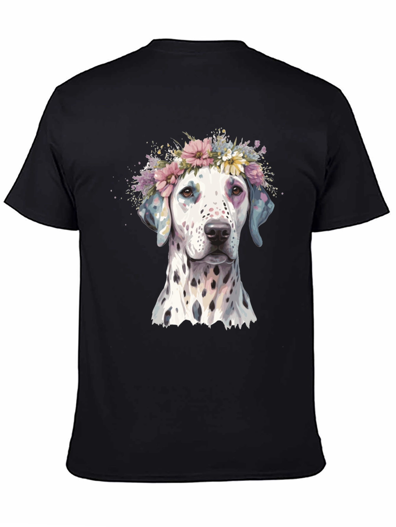 Black Dog Flower Crown Graphic T-Shirt view 4