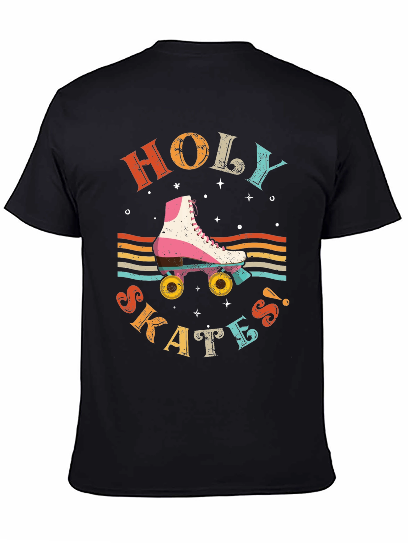 Black Retro Holy Skates Graphic T-Shirt view 4