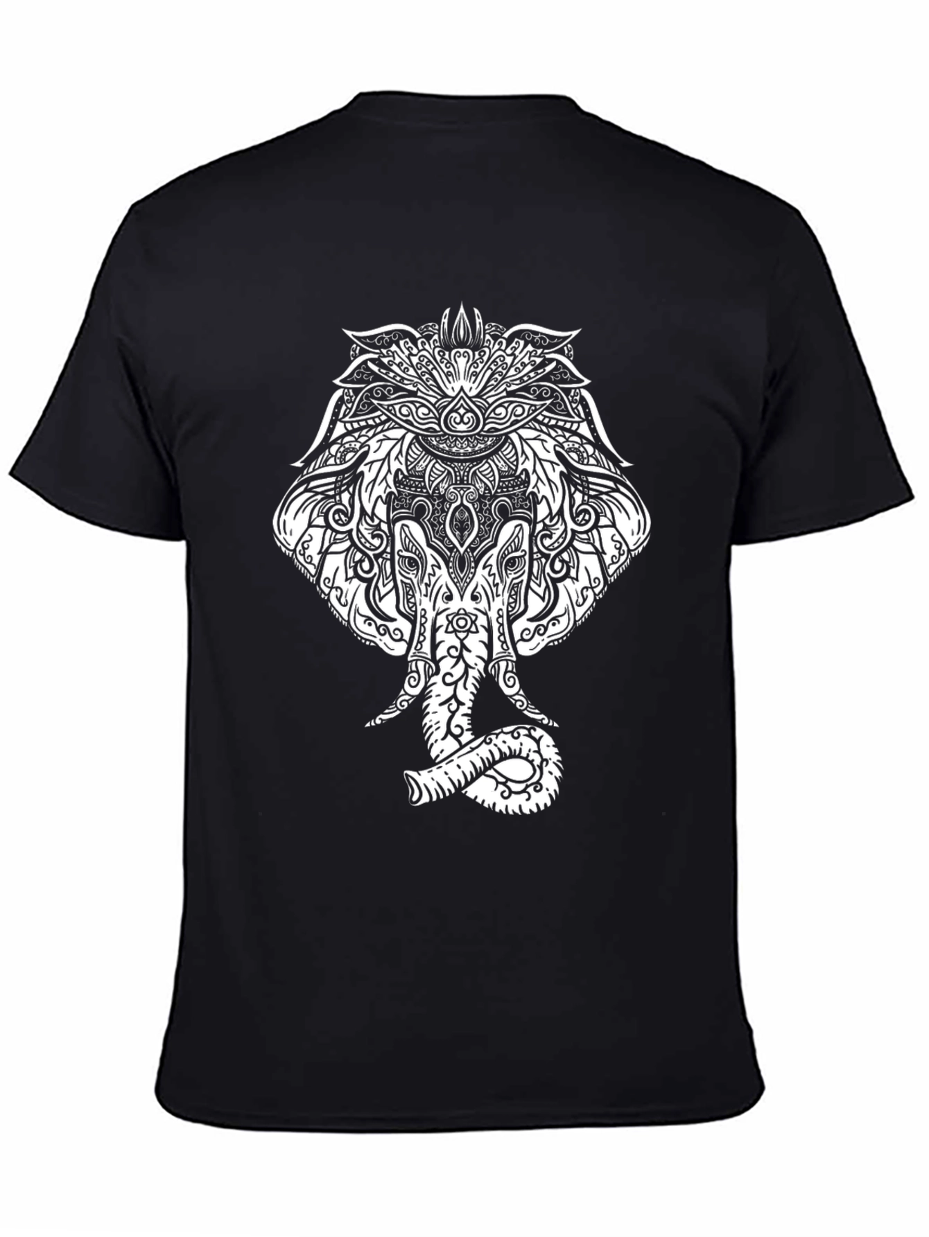 Black Elephant Mandala Graphic Tee - Black Cotton Shirt view 4