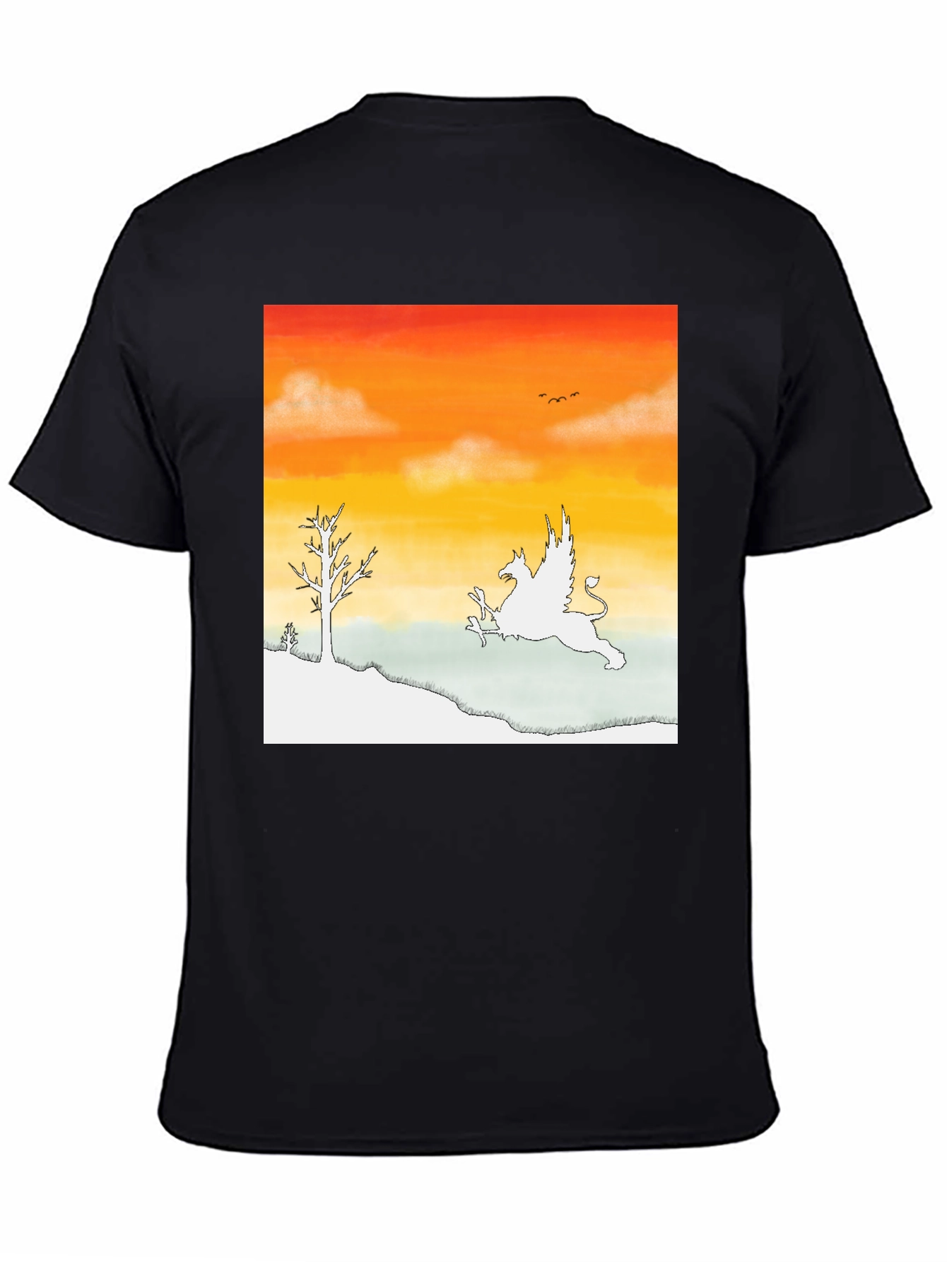 Black Griffin Sunset Graphic Tee - Fantasy Inspired Art view 4