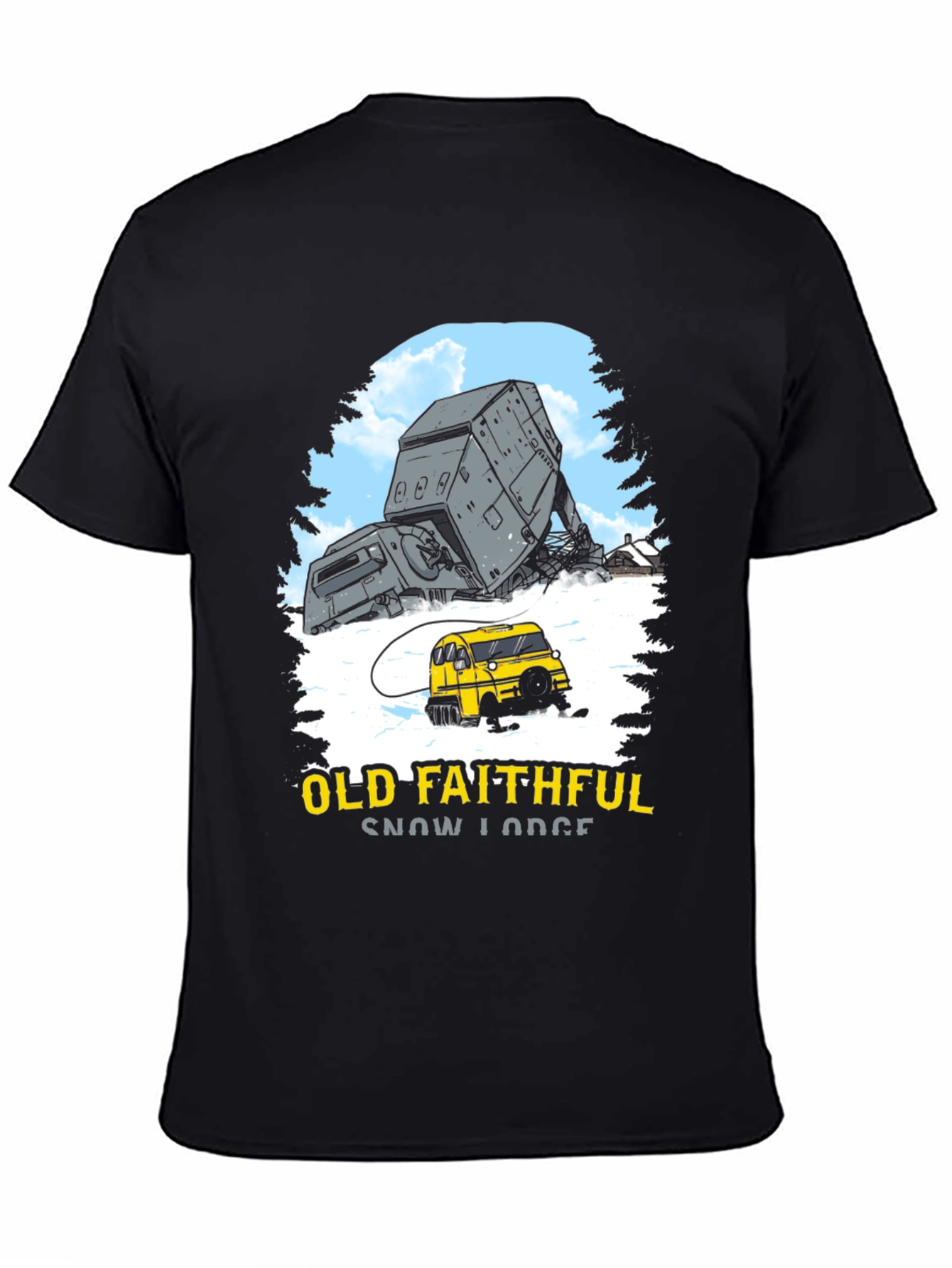 Black Old Faithful Snow Lodge Graphic Tee view 4