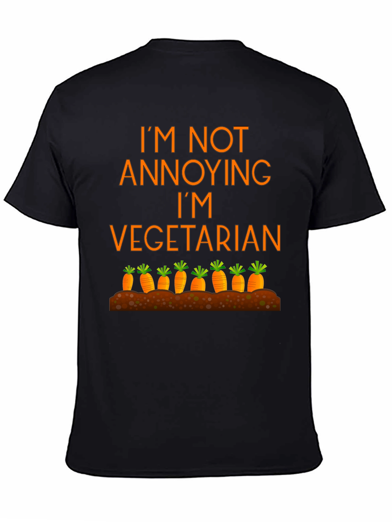 Black Vegetarian Graphic Tee - Funny Carrot Design view 4