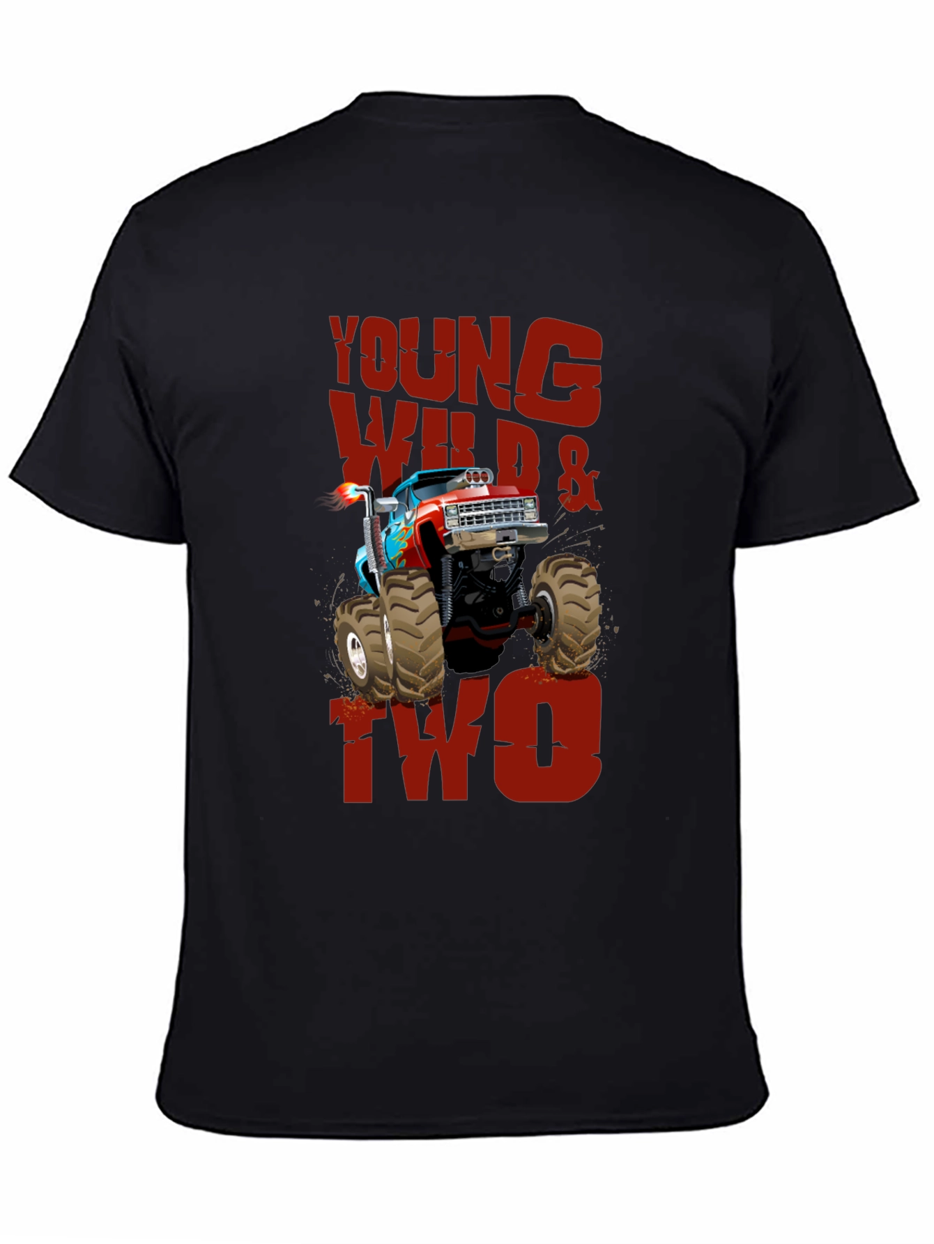 Black Young Wild & Two Monster Truck Tee view 4