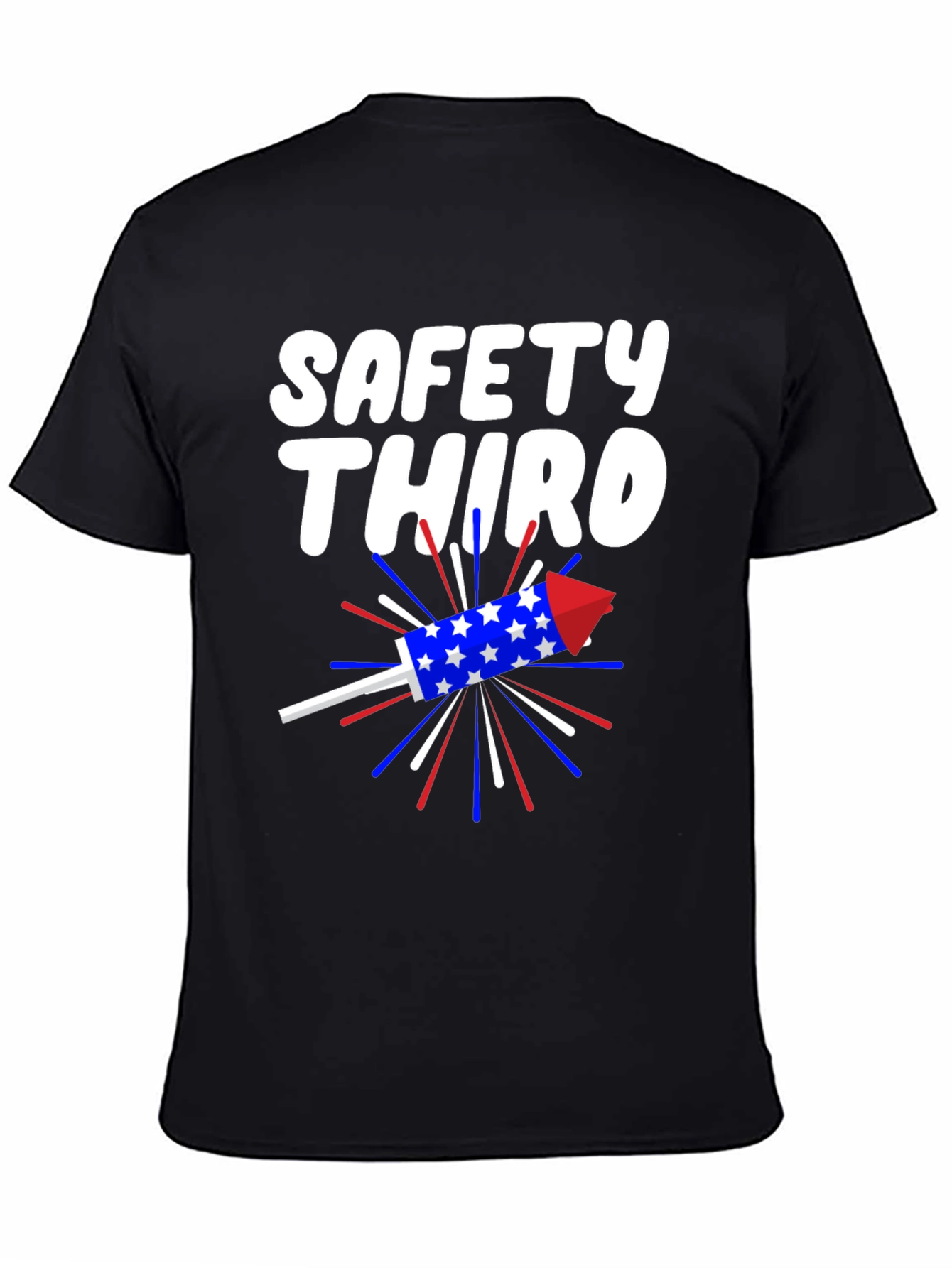 Black Safety Third T-Shirt Patriotic Rocket Tee view 4