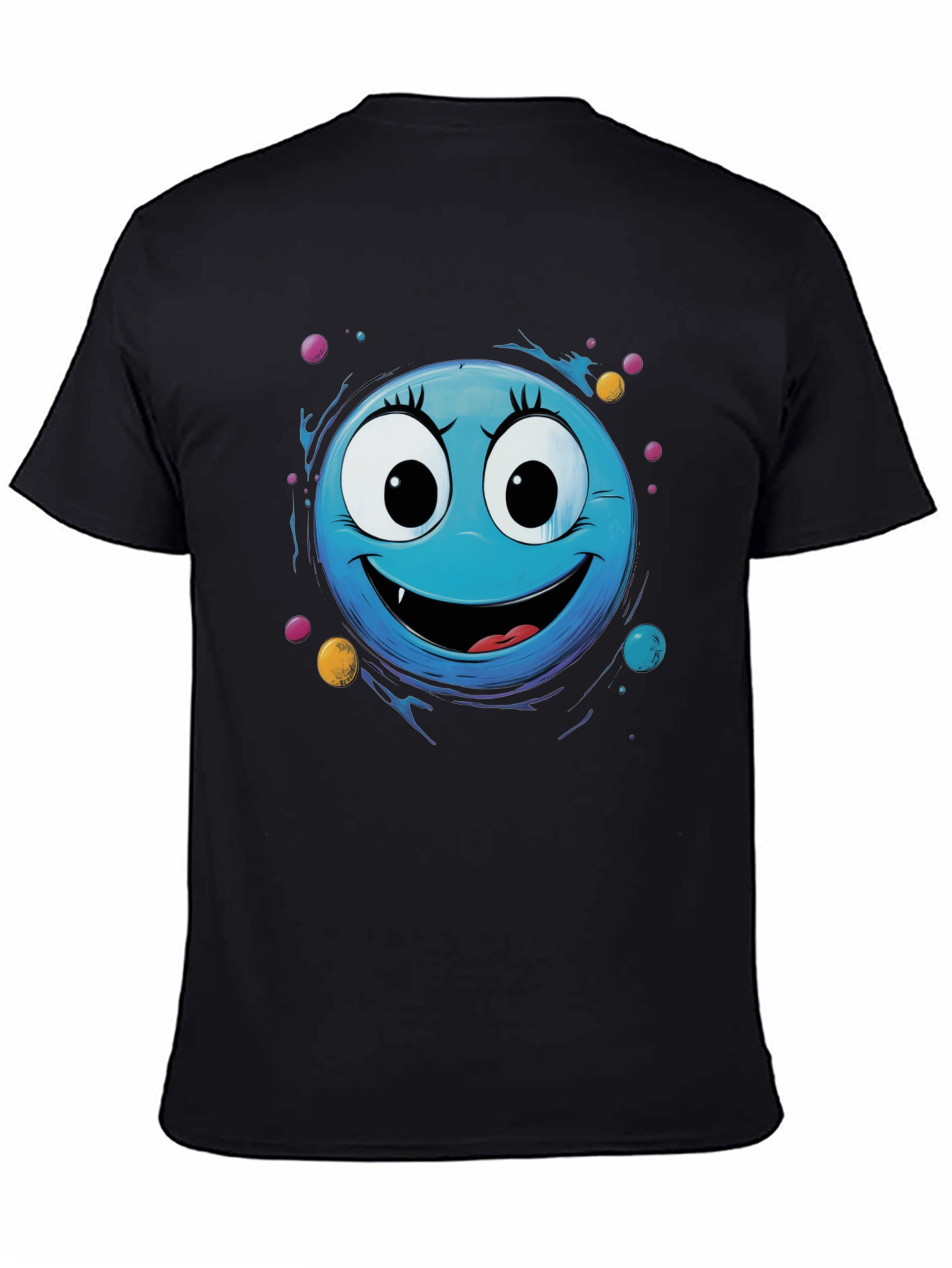 Black Blue Monster Face Graphic Tee view 4