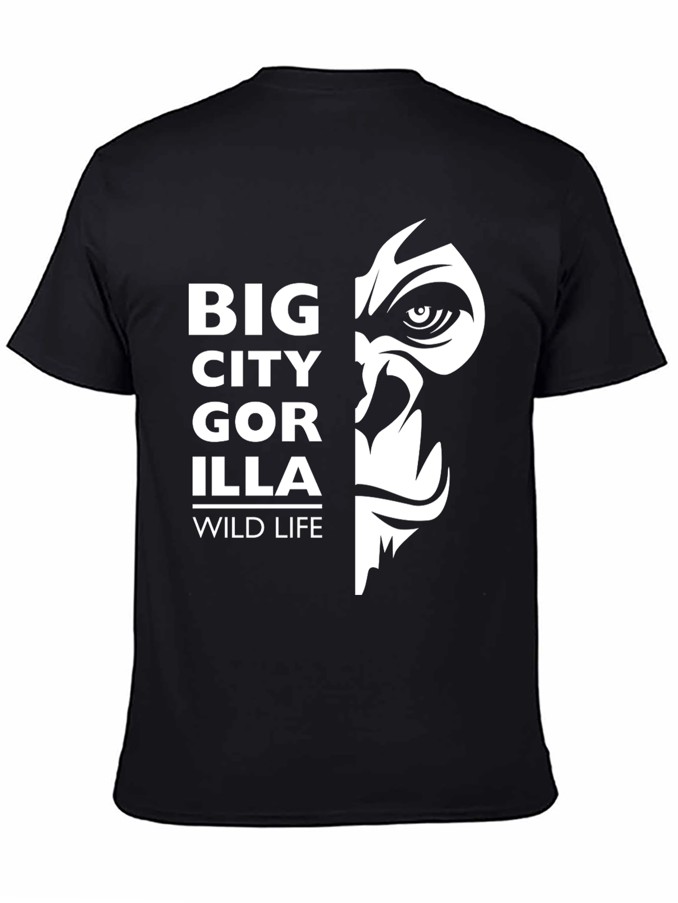 Black Big City Gorilla Wildlife T-Shirt - Black view 4