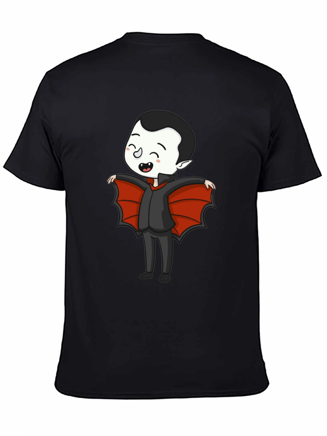 Black Cute Cartoon Vampire T-Shirt view 4