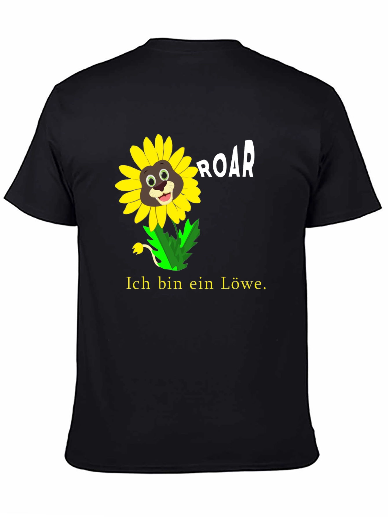 Black Ich Bin Ein Lowe Sunflower Lion Graphic T-Shirt view 4