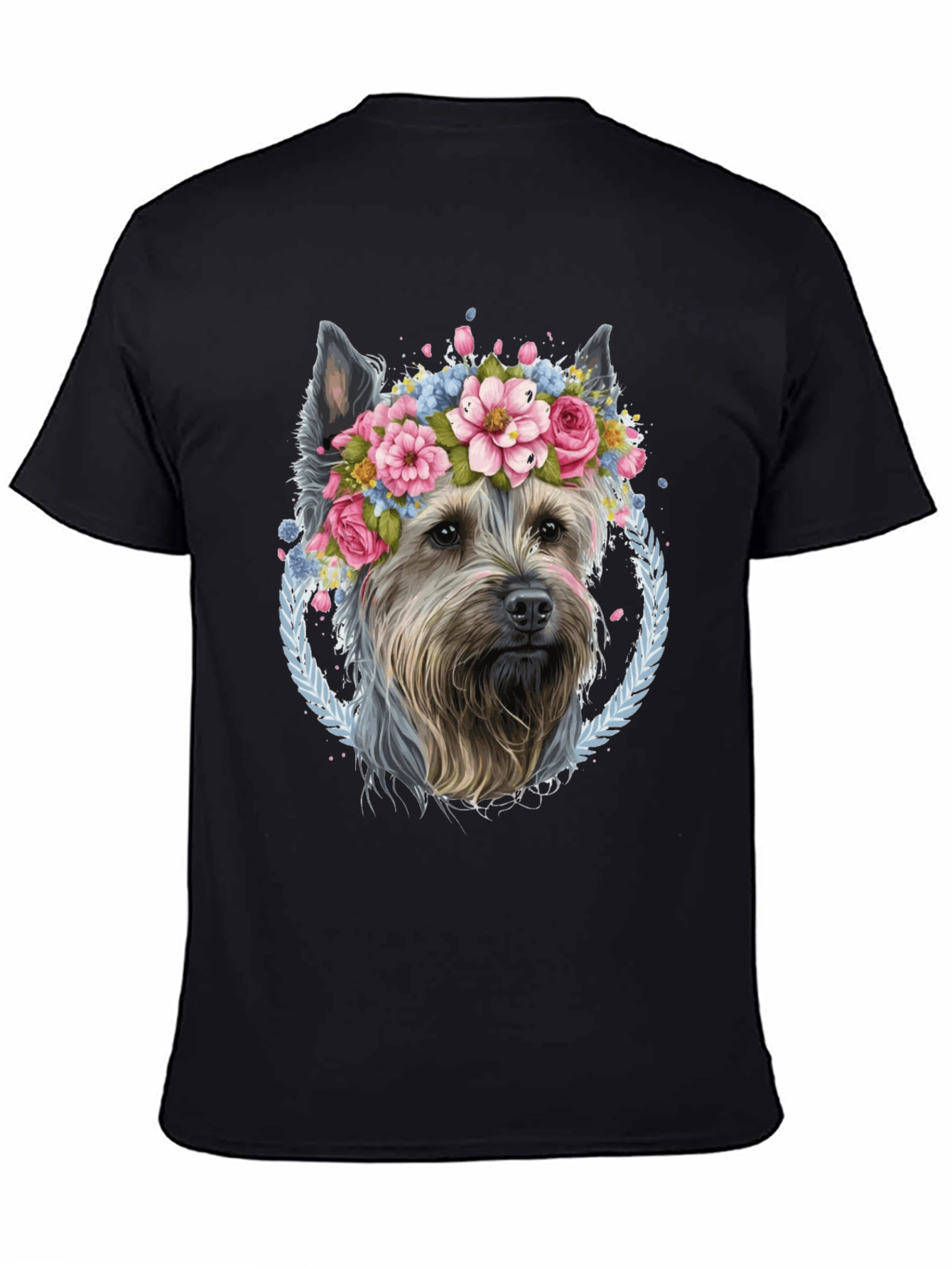 Black Dog Lover T-Shirt - Floral Crown Yorkie Tee view 4