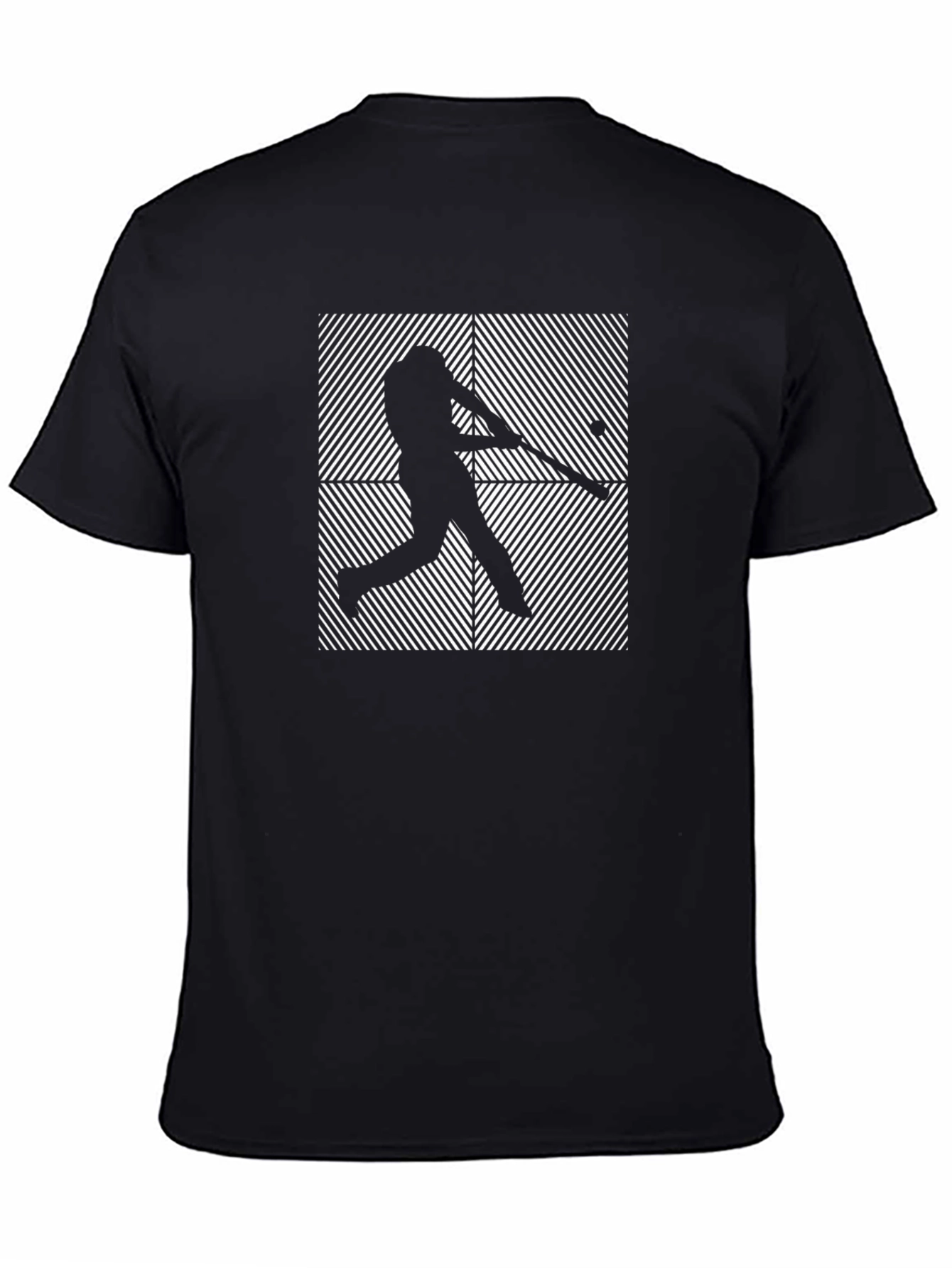 Black Baseball Player Graphic Print T-Shirt - Black view 4