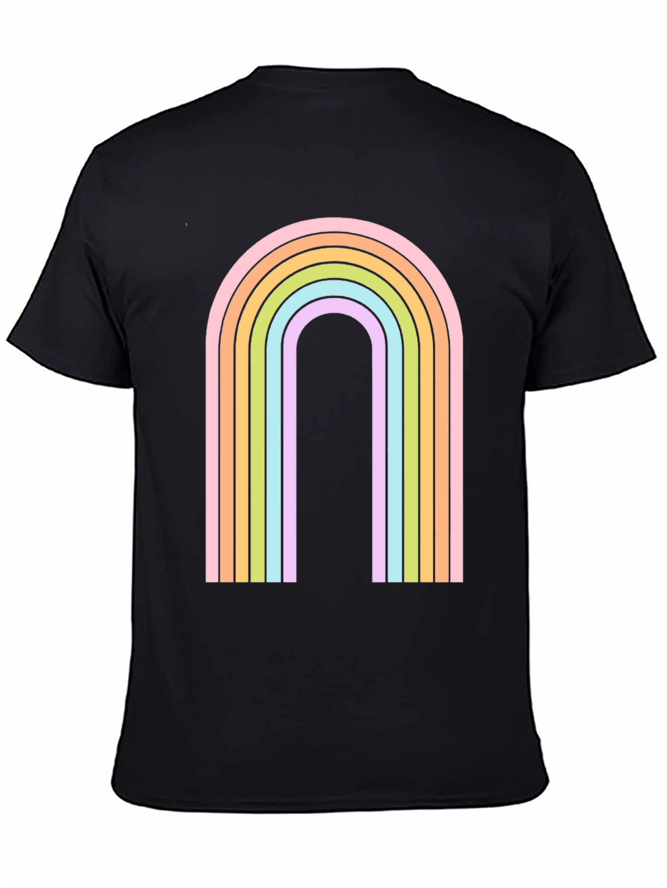 Black Retro Rainbow Arch Graphic Tee - Black view 4