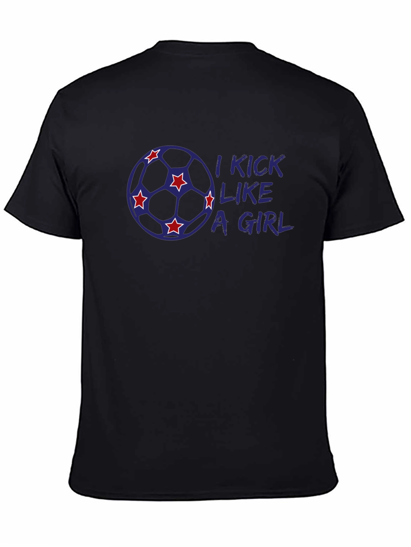 Black I Kick Like a Girl Soccer T-Shirt view 4