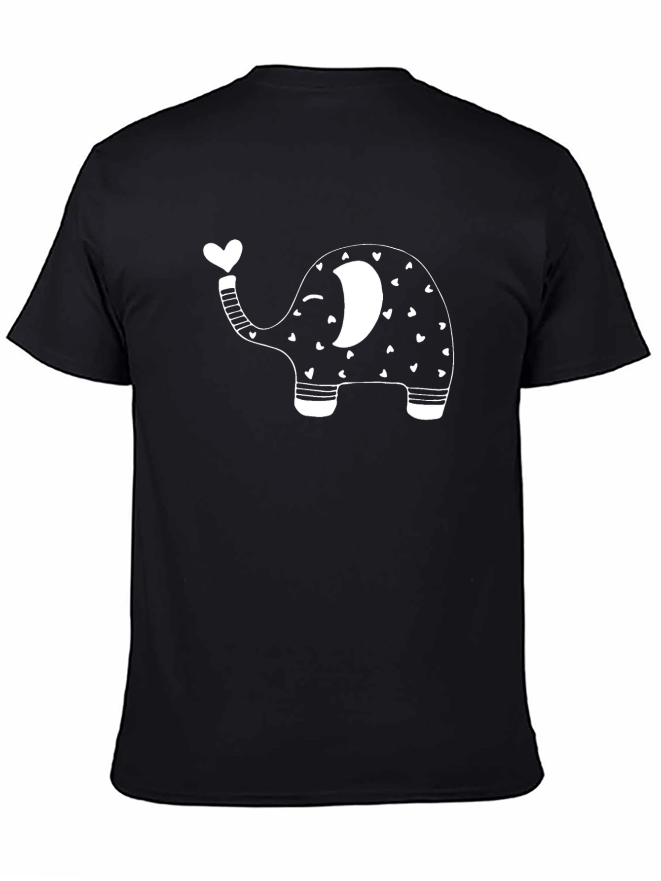 Black Cute Elephant Heart T-Shirt - Black Cotton Tee view 4
