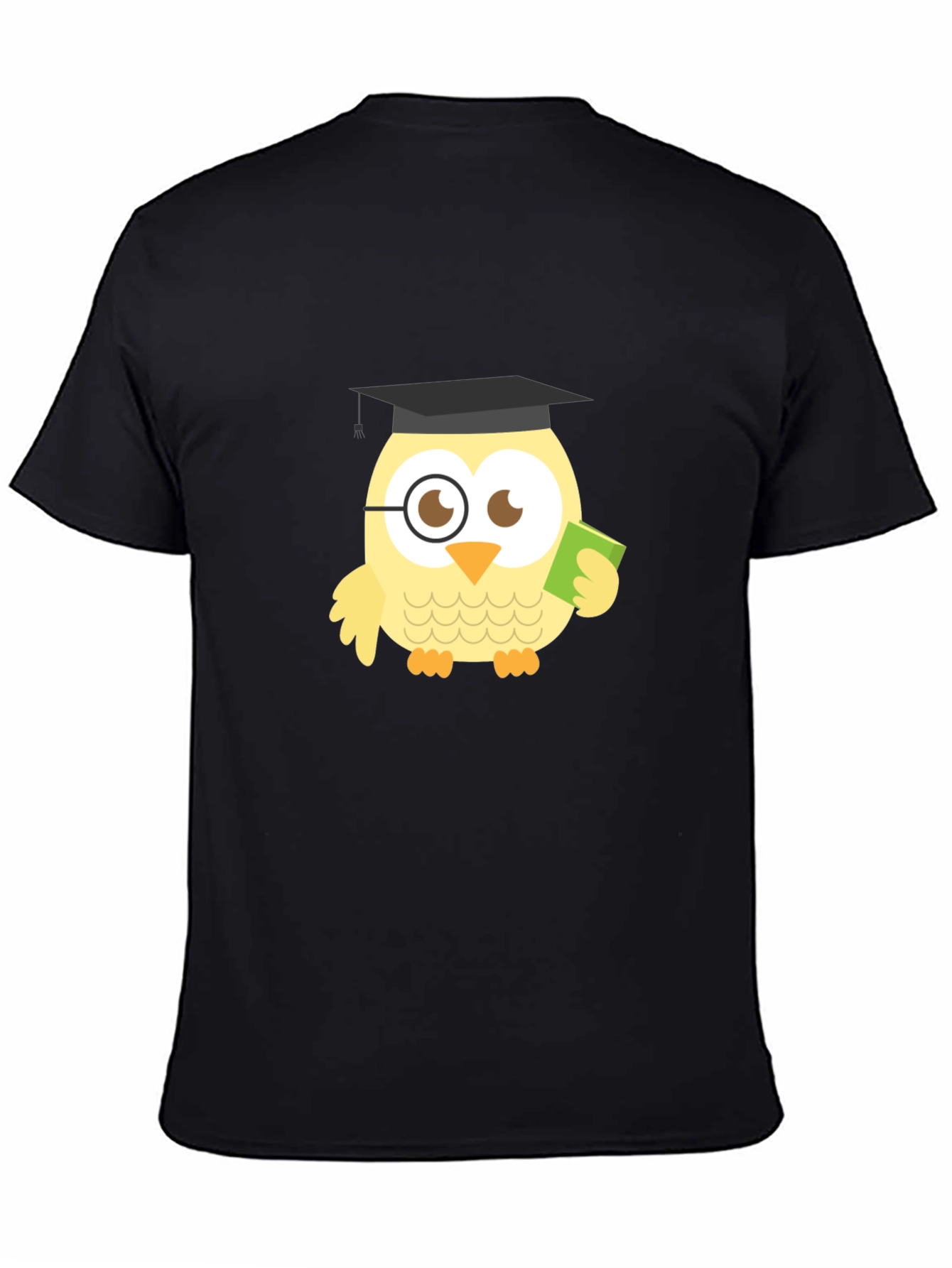 Black Funny Owl Grad Black T-Shirt view 4