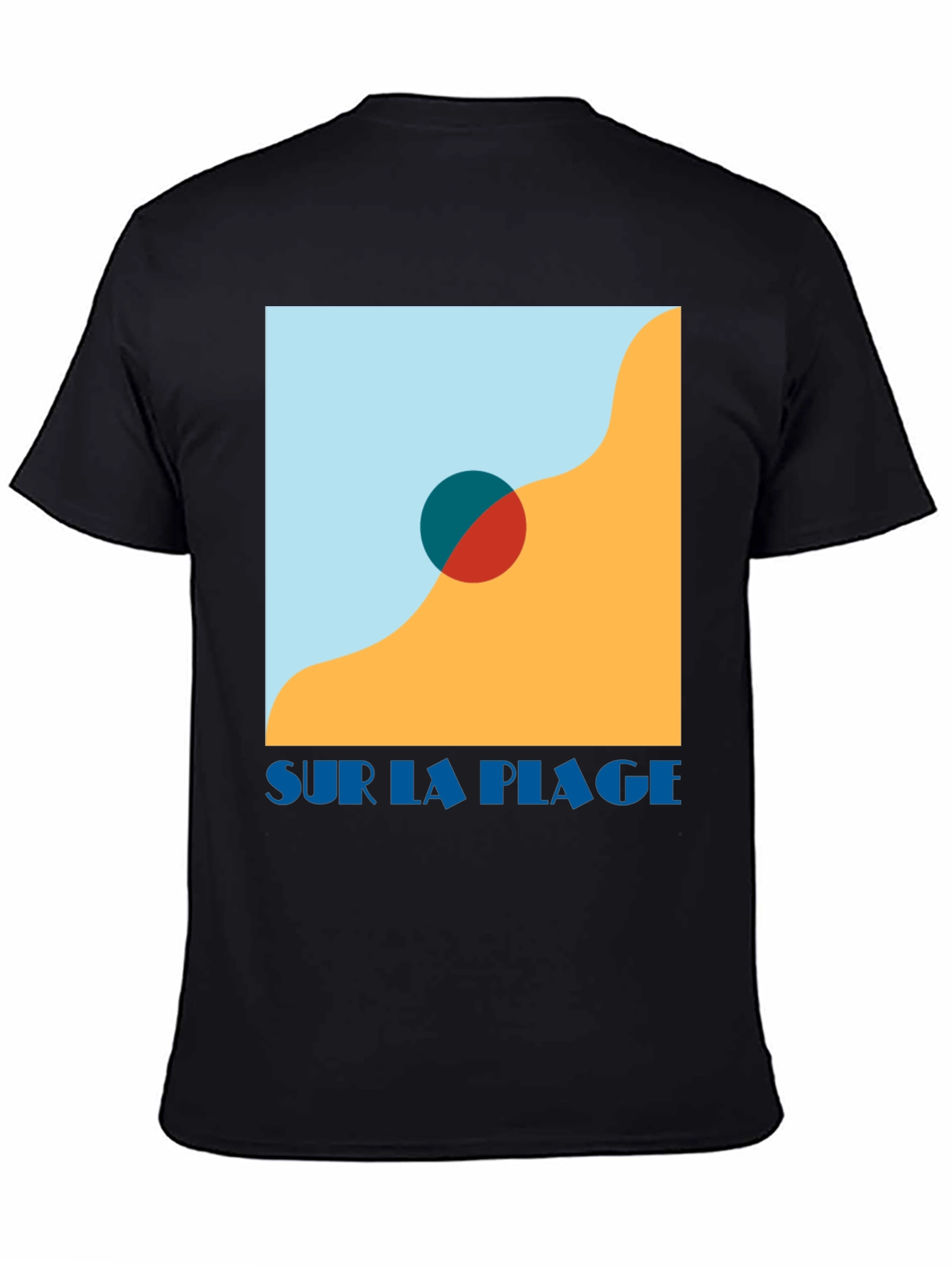 Black Sur La Plage Graphic Tee - Black Cotton T-Shirt view 4