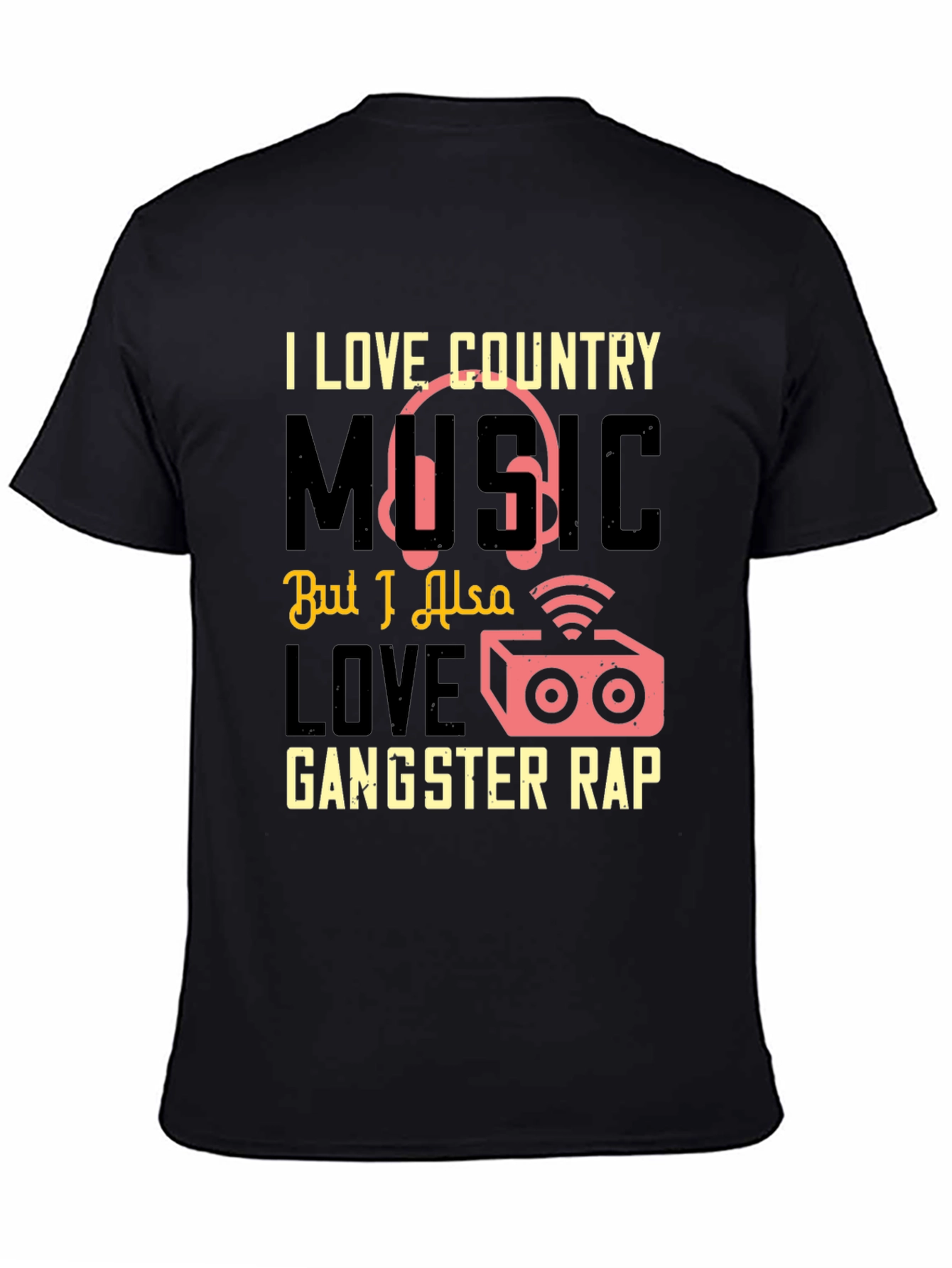 Black Country Music & Gangster Rap Graphic T-Shirt view 4