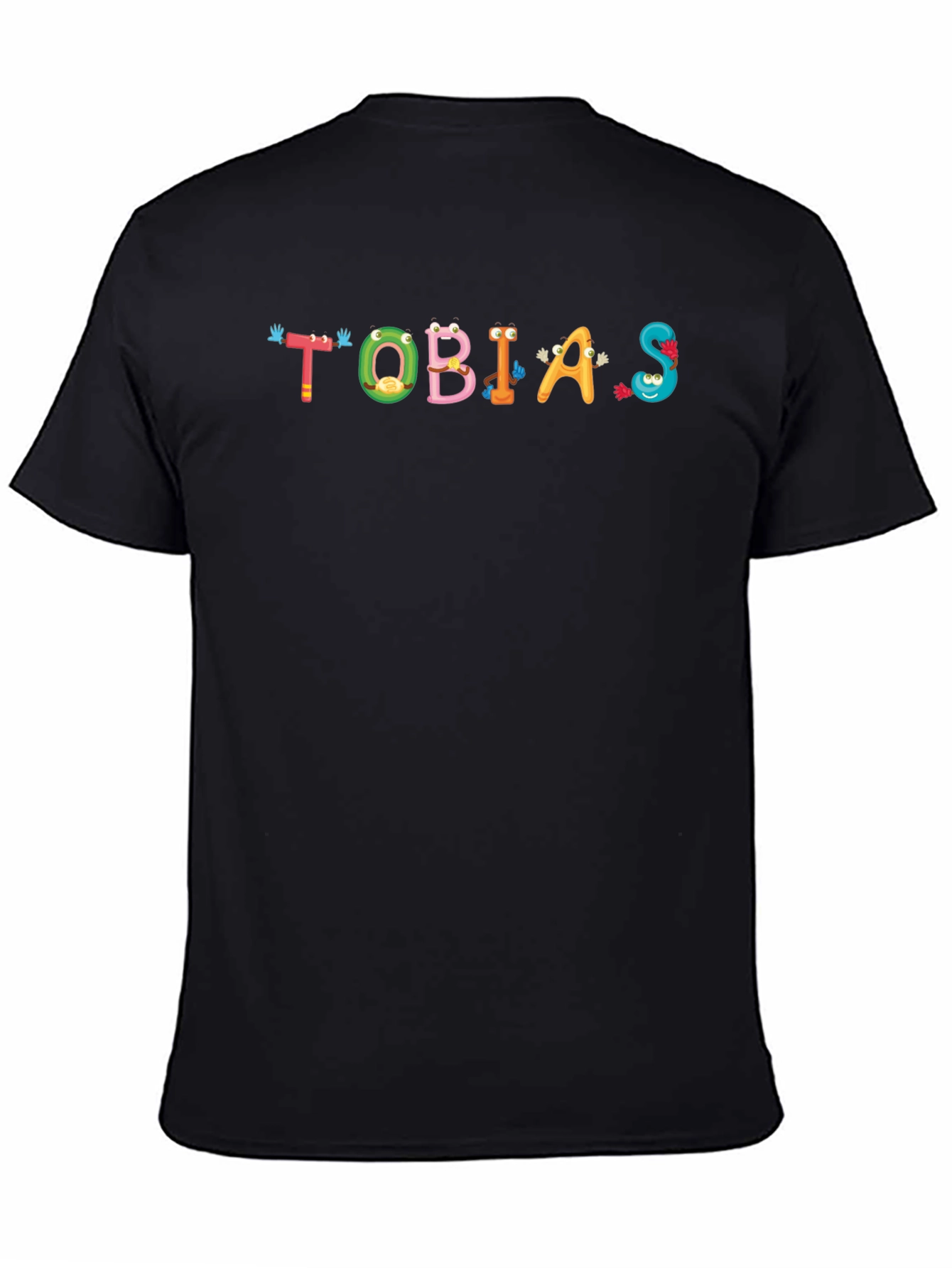 Black Tobias Cartoon Name Black Cotton Tee view 4
