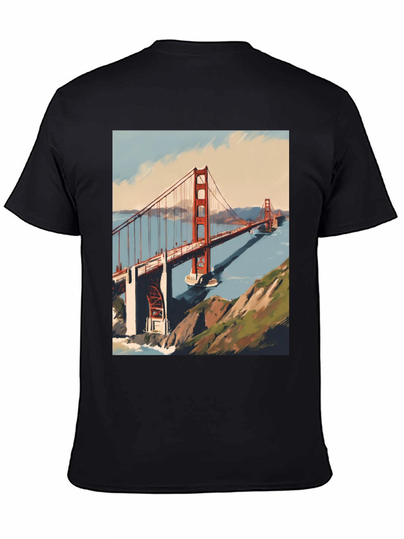Black Golden Gate Bridge Graphic Tee view 4