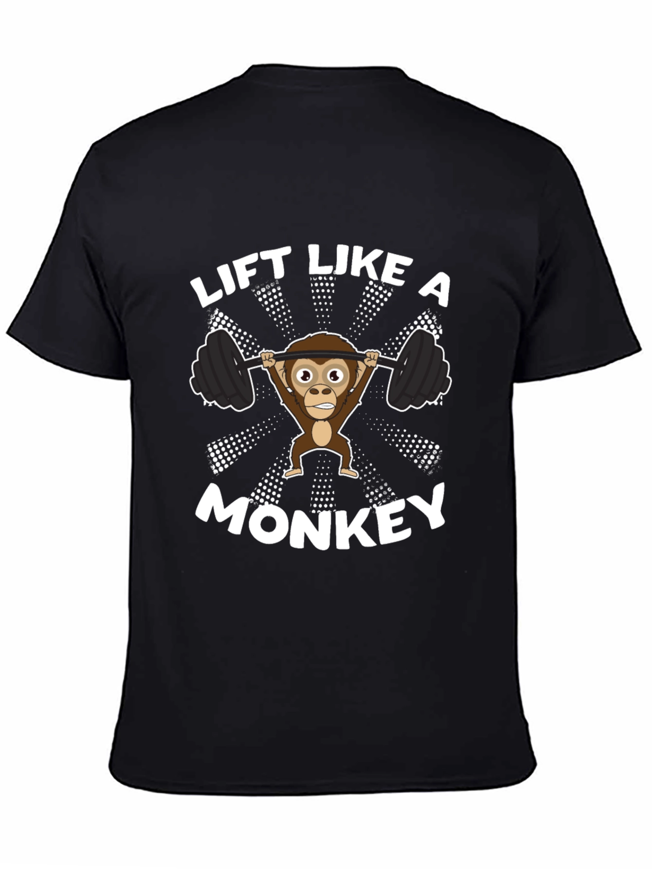 Black Lift Like a Monkey T-Shirt - Funny Gym Workout Tee view 4