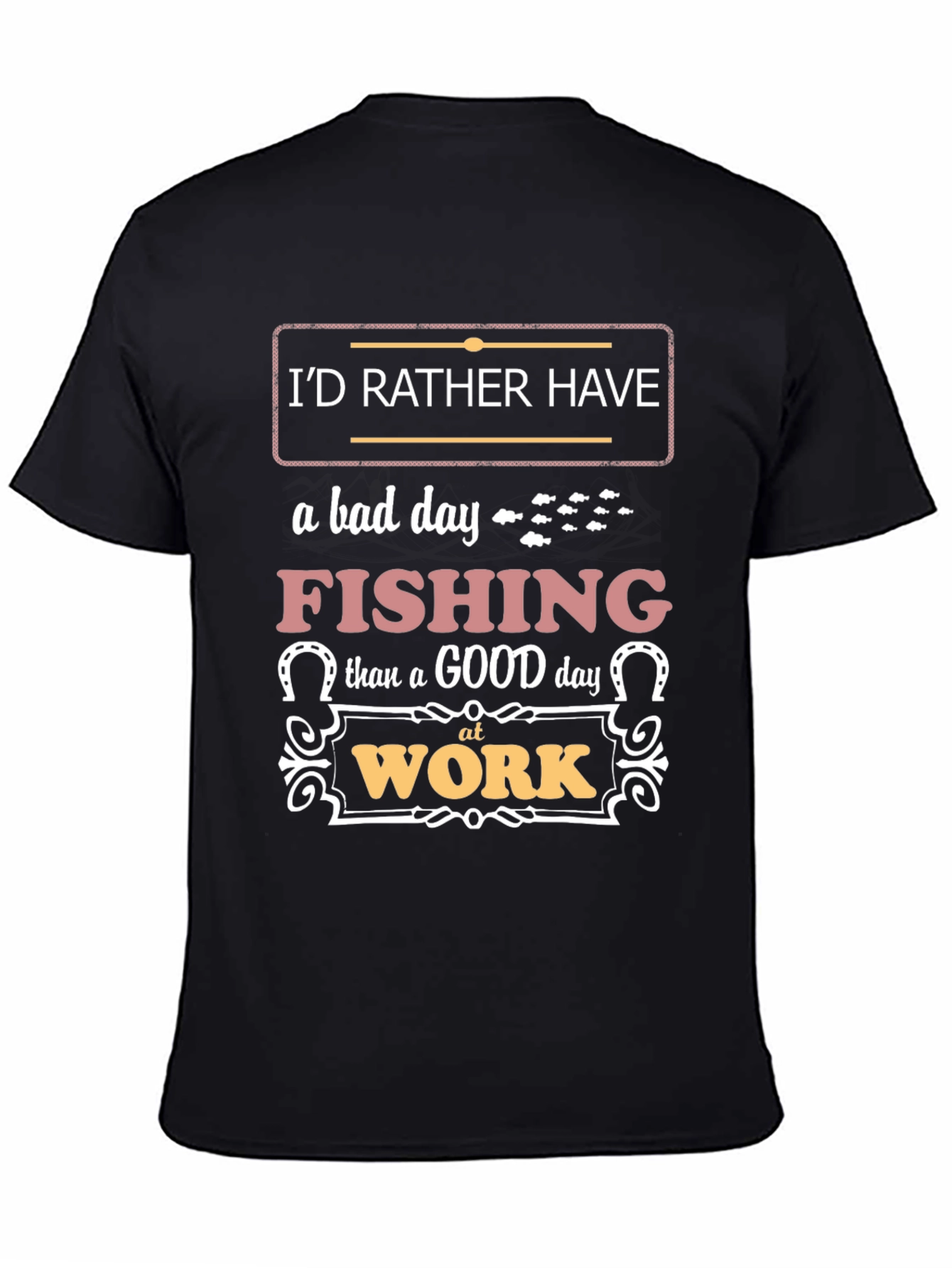 Black Fishing Over Work Graphic Tee view 4
