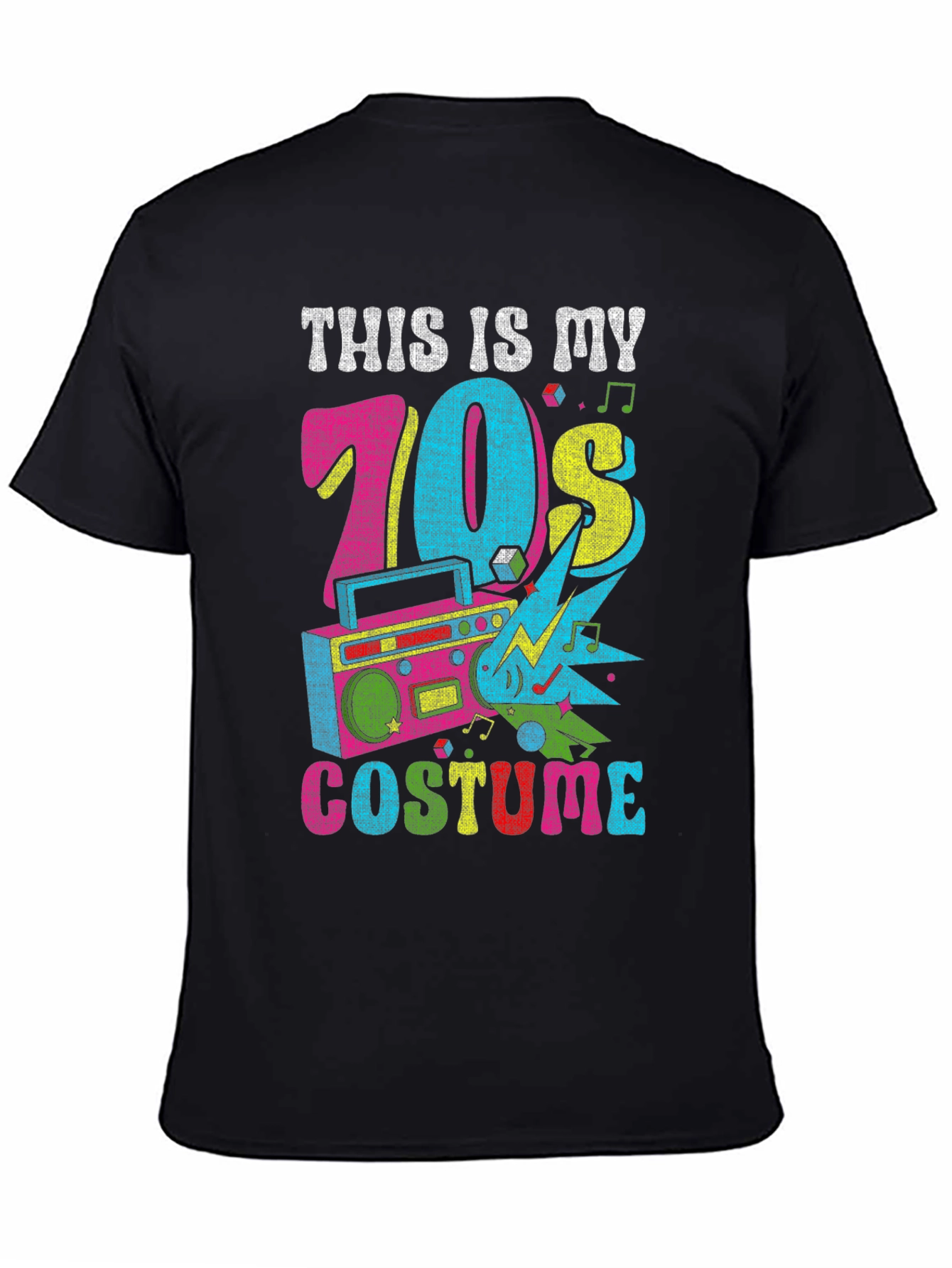 Black Retro 70s Costume T-Shirt view 4