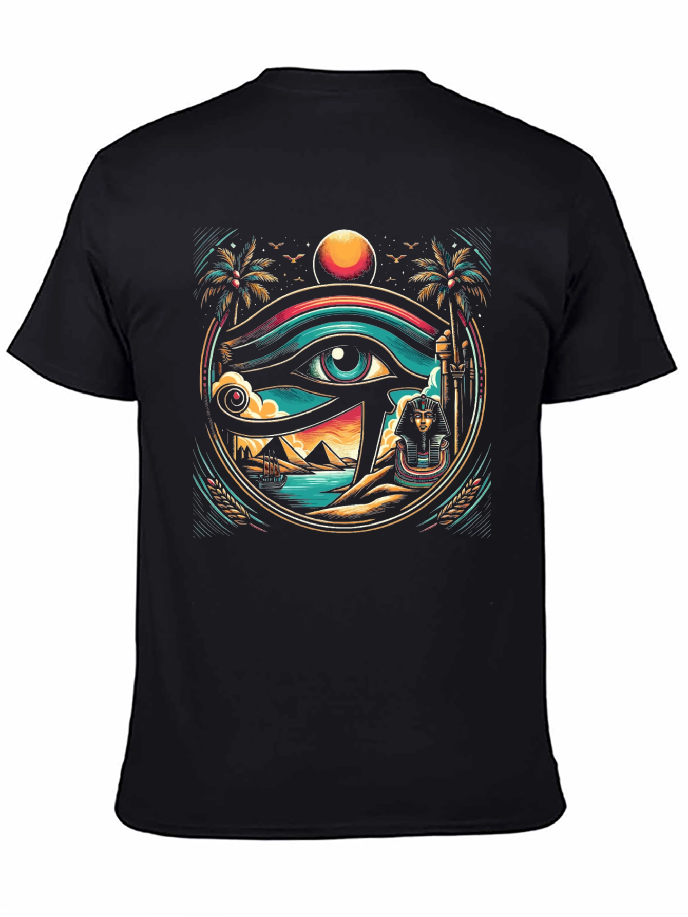 Black Egyptian Eye Graphic Tee - Unique Print Shirt view 4