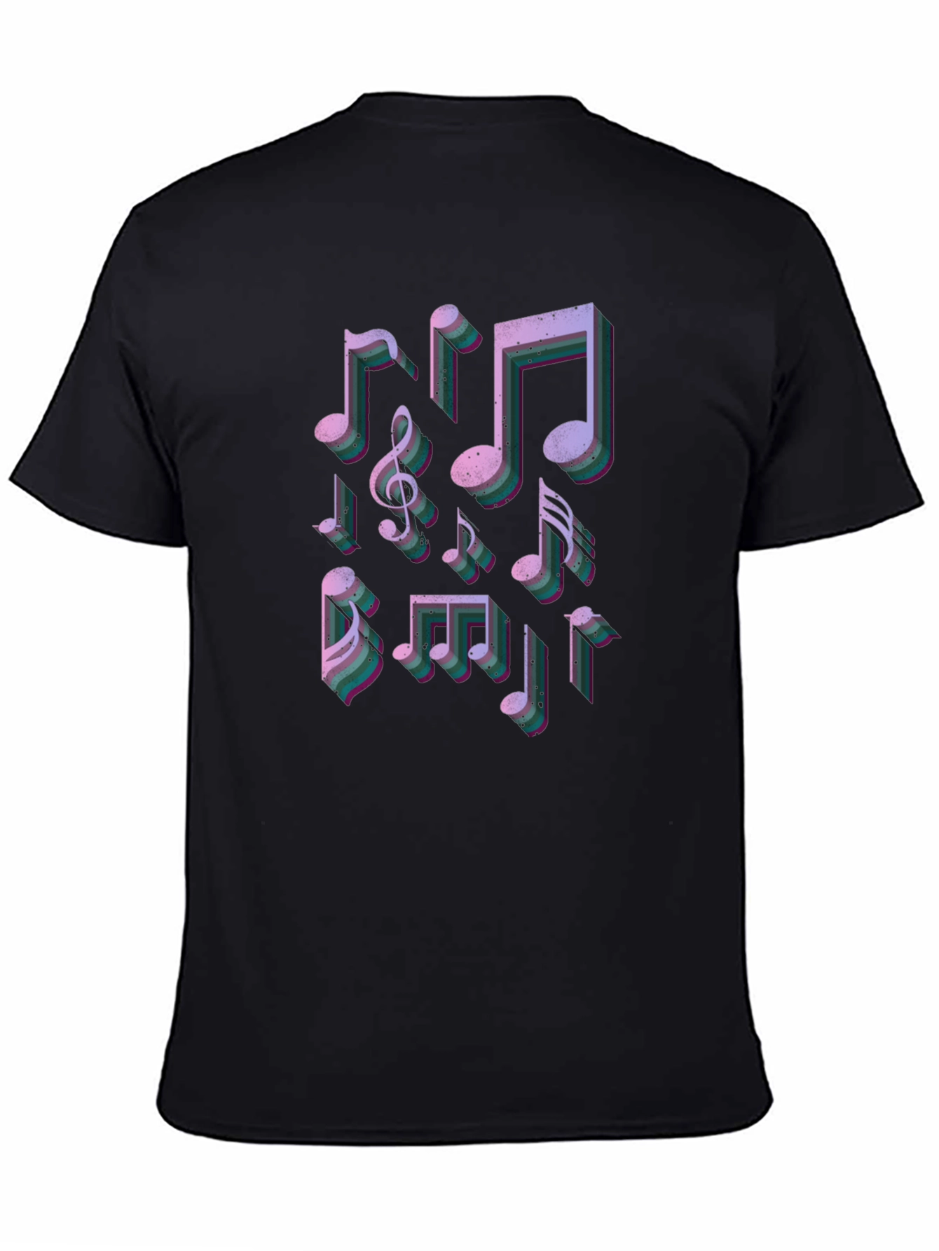 Black Musical Notes Graphic Tee - Stylish Black T-Shirt view 4