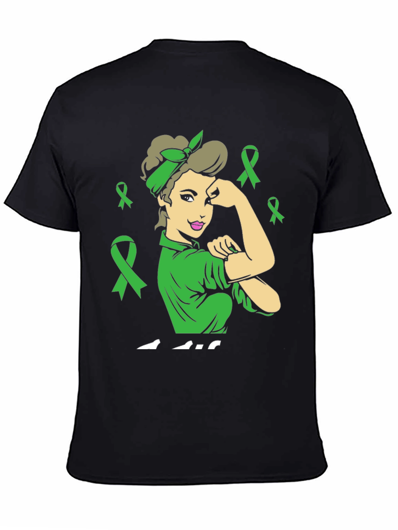 Black Empowered Woman Green Ribbon T-Shirt view 4
