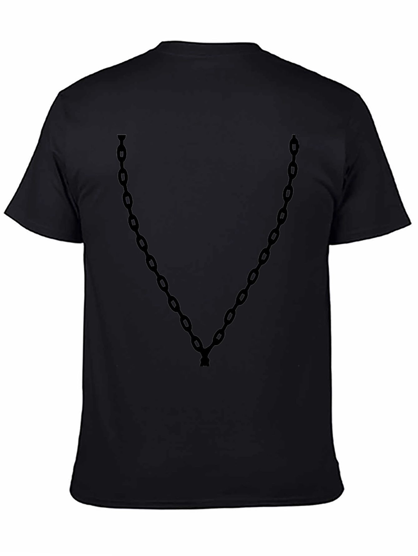 Black Men's Black Chain Graphic Tee - Casual Style view 4