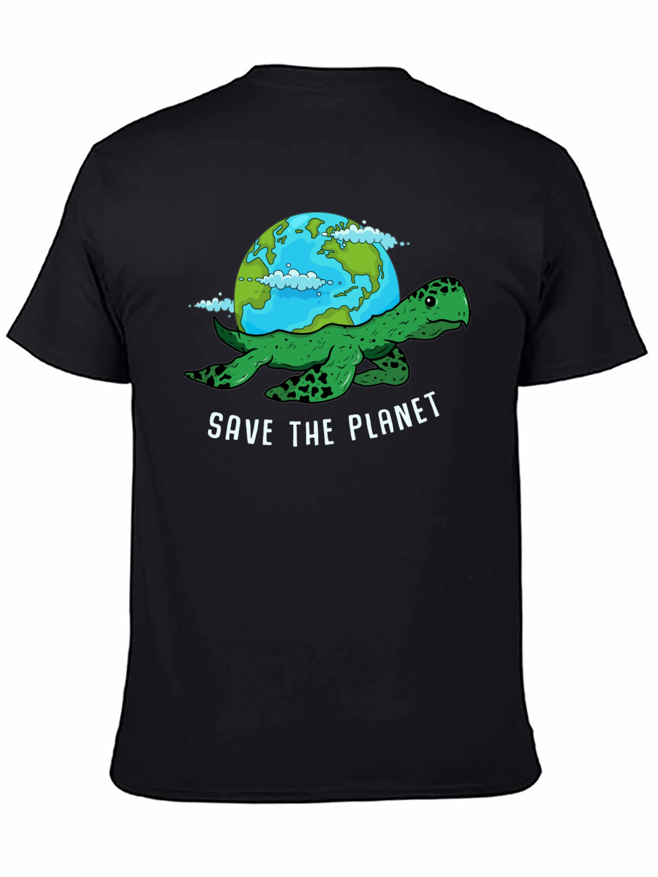 Black Save the Planet Turtle Graphic Tee view 4