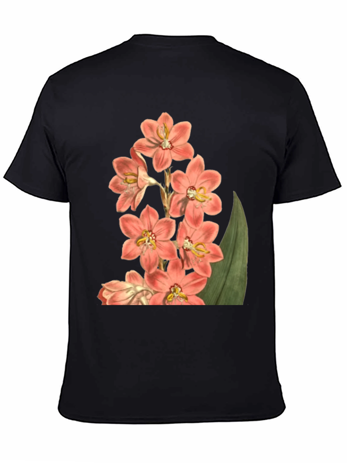 Black Floral Print T-Shirt - Black Cotton Blend view 4