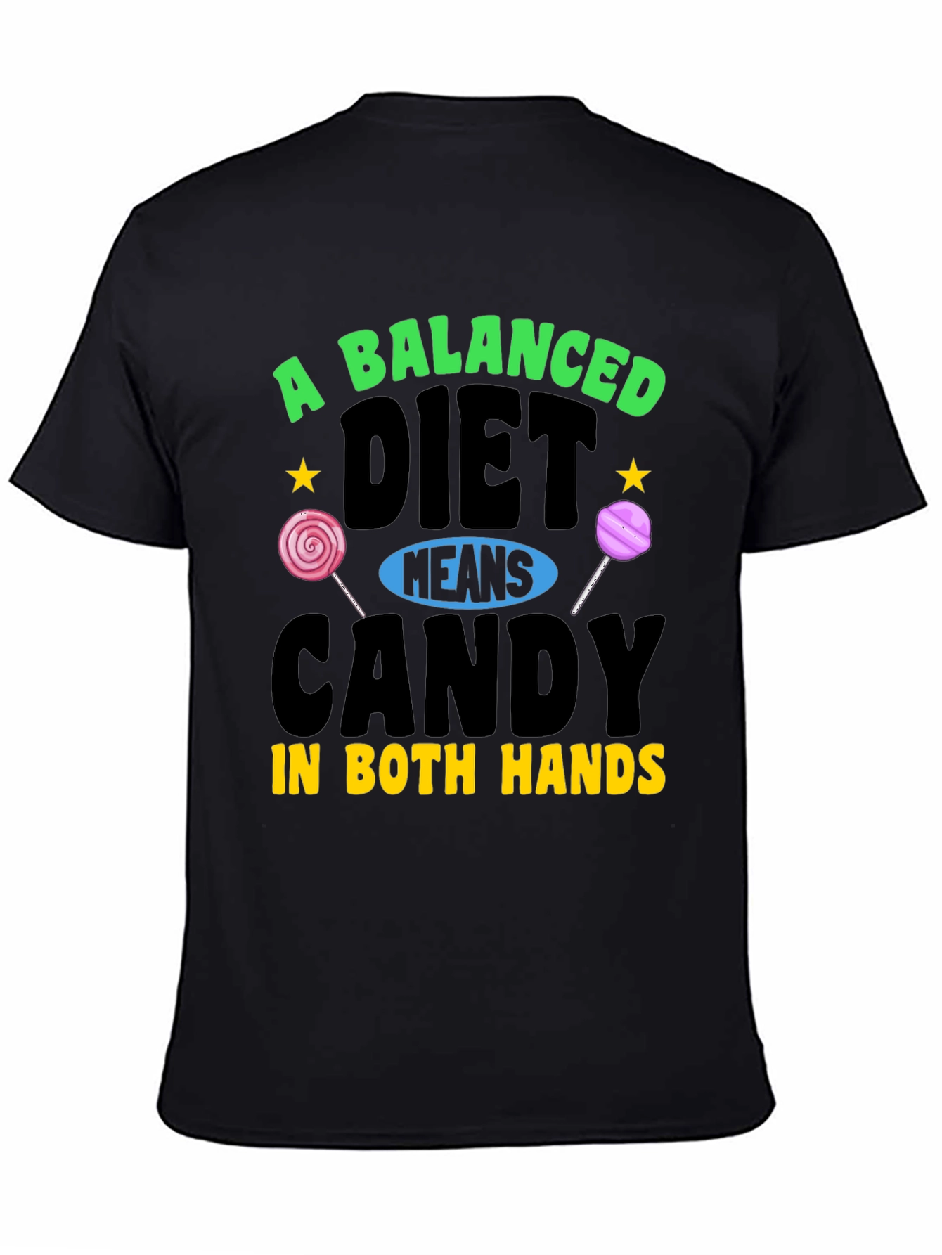 Black Balanced Diet Candy T-Shirt, Funny Graphic Tee view 4