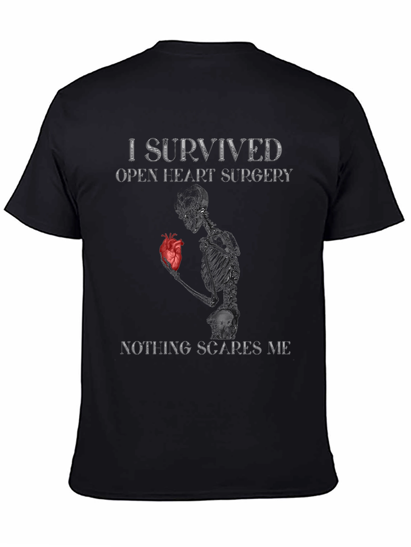 Black I Survived Open Heart Surgery Graphic Tee view 4