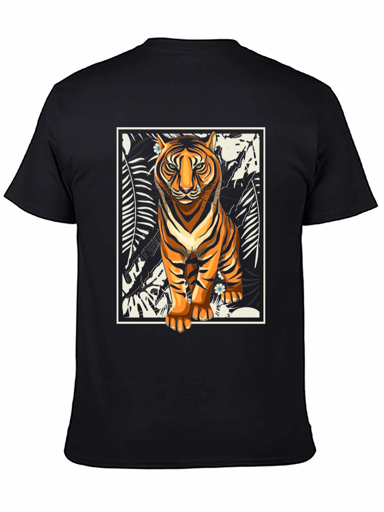 Black Tiger Graphic Print Black T-Shirt view 4