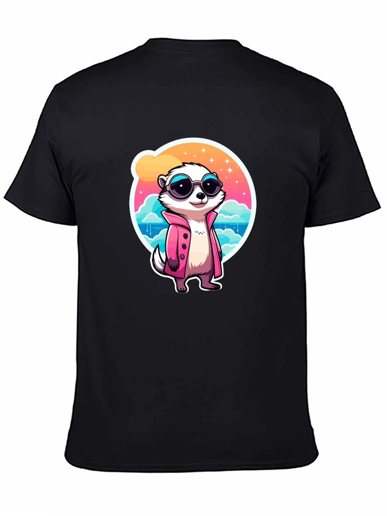 Black Cool Meerkat Graphic Tee view 4