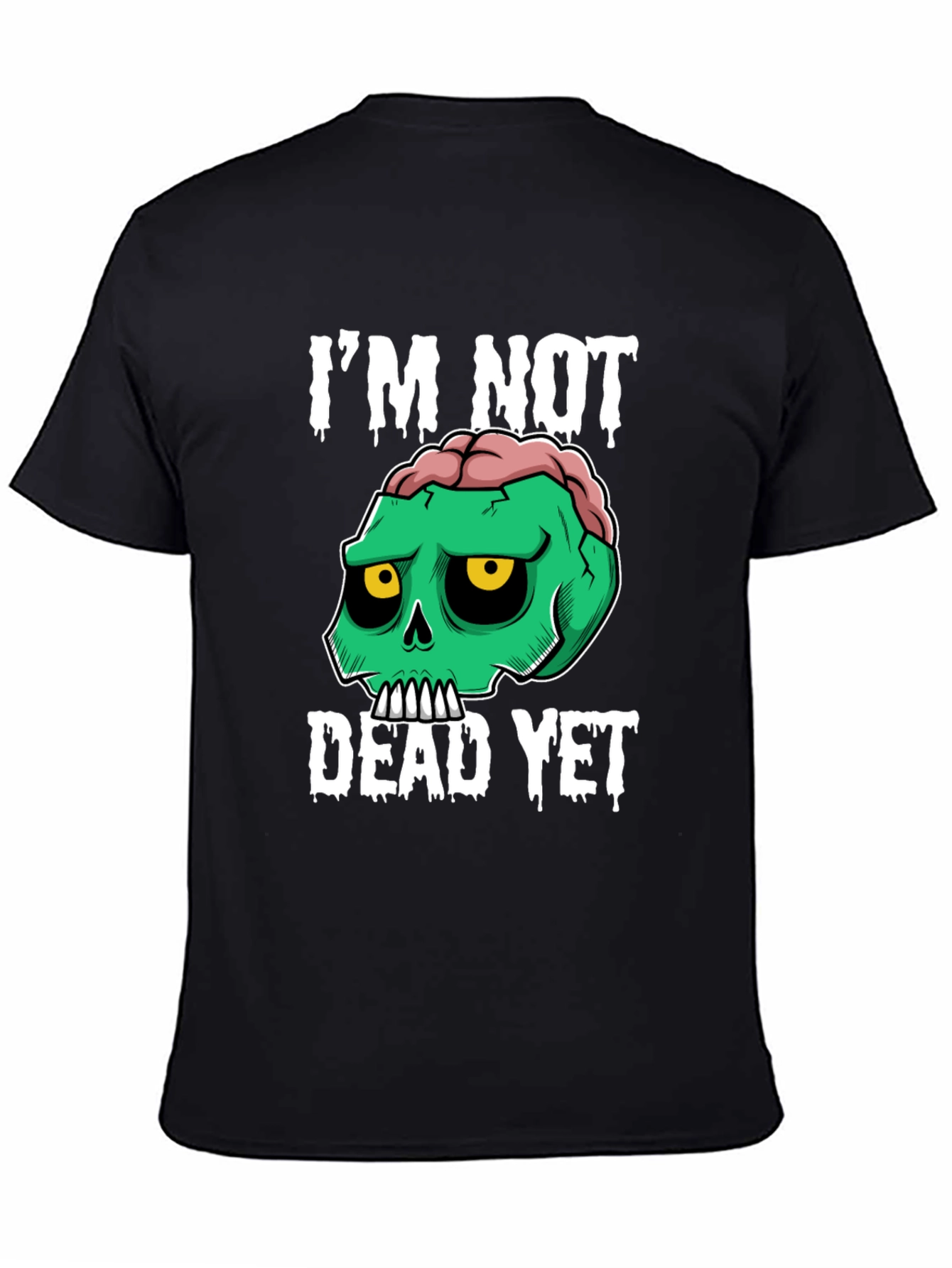 Black I'm Not Dead Yet Graphic Tee - Zombie Skull Humor view 4
