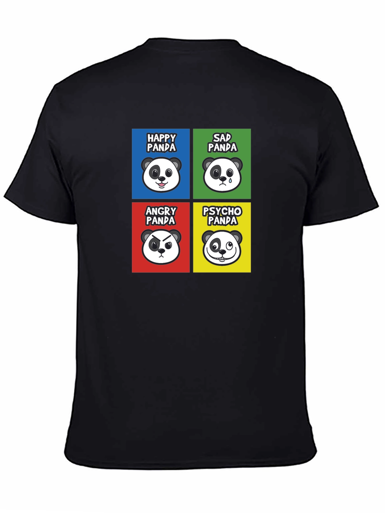 Black Emotional Panda Graphic Tee - Black Cotton Blend T-Shirt view 4